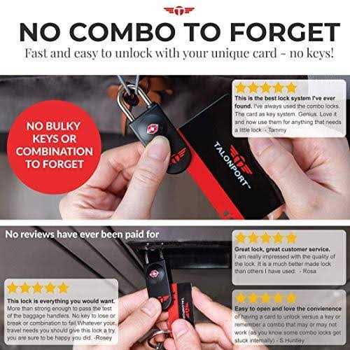 Keyless TSA Approved Luggage Locks with Lifetime Card Keys & No Combo to Forget - Inhomebuy