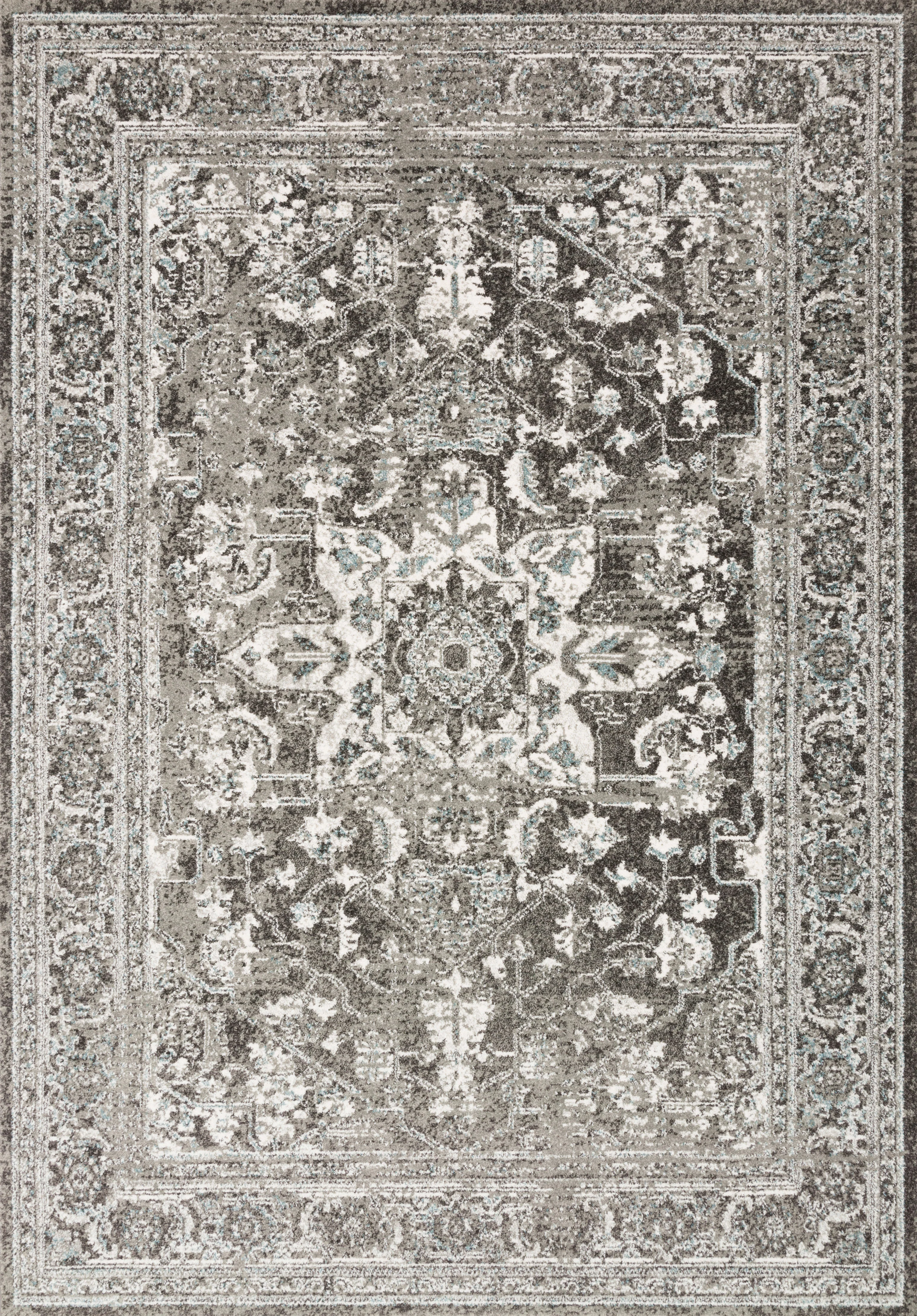 Loloi Rugs Joaquin Collection Rug in Charcoal, Ivory - 9'6