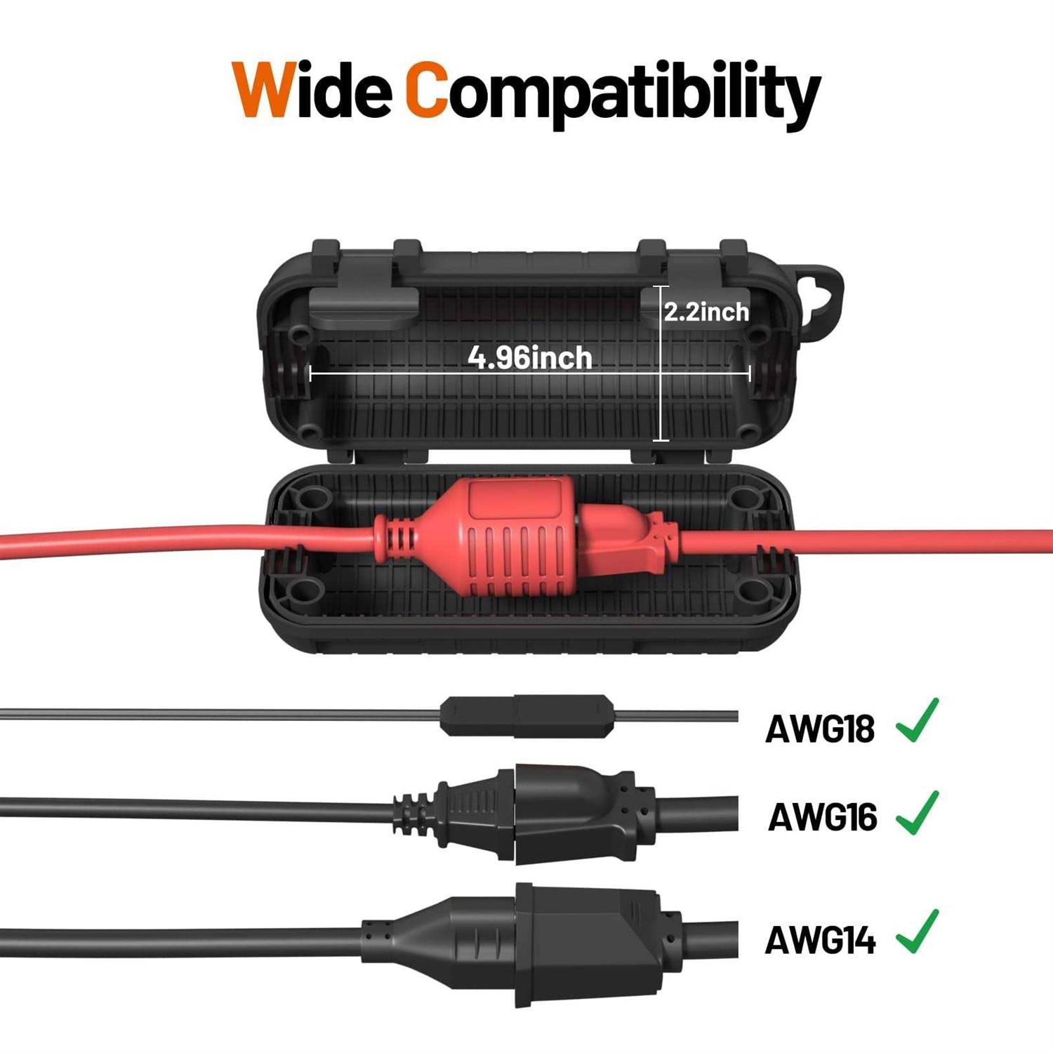 Extension Cord Cover Outdoor Cord Connector Protector IP54 Waterproof with 4 Detachable Latches - Inhomebuy