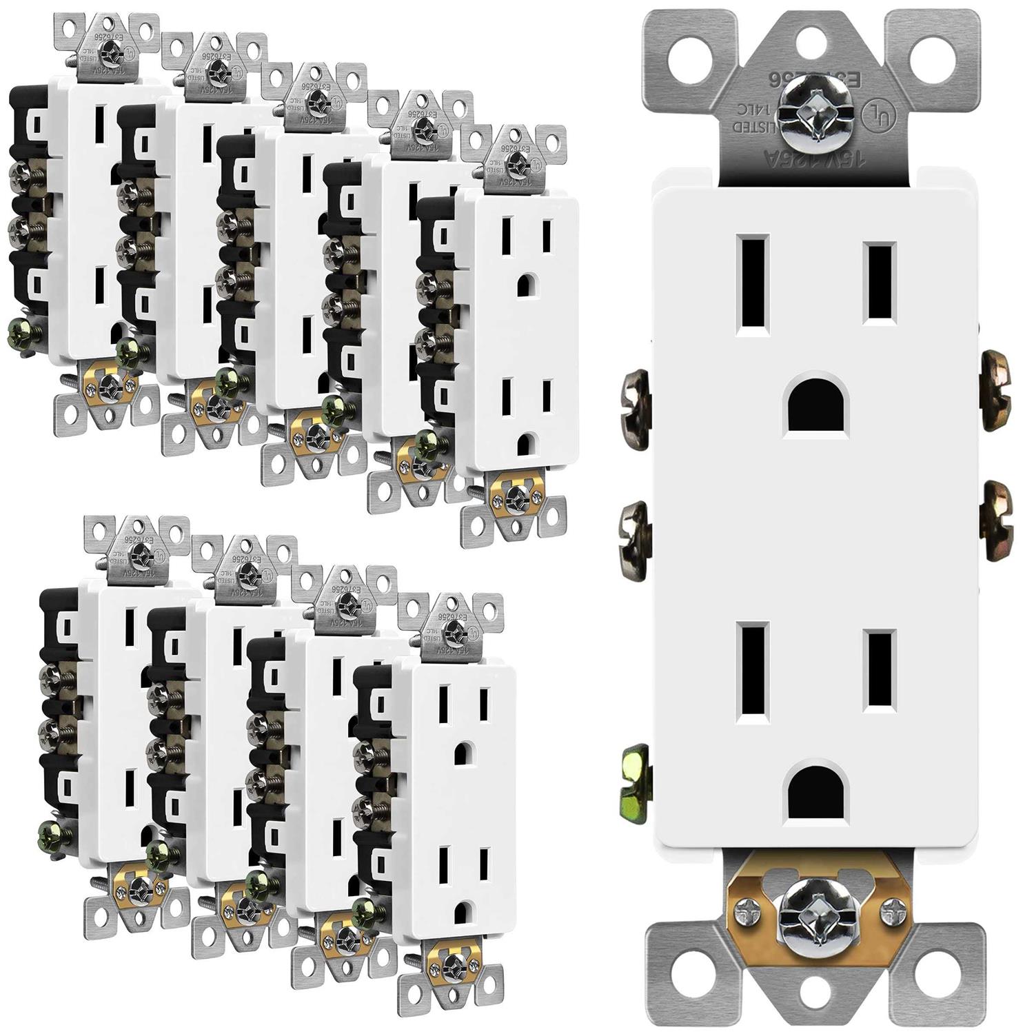 Enerlites Decorator Receptacle Residential Grade Wall Outlet 15A 125V - Inhomebuy