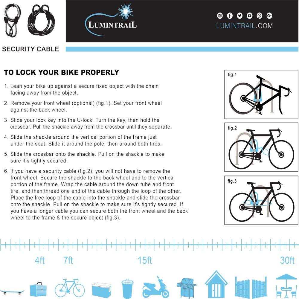 Lumintrail 12mm Heavy-Duty Security Cable Vinyl Coated Braided Steel with Sealed Looped Ends - Inhomebuy