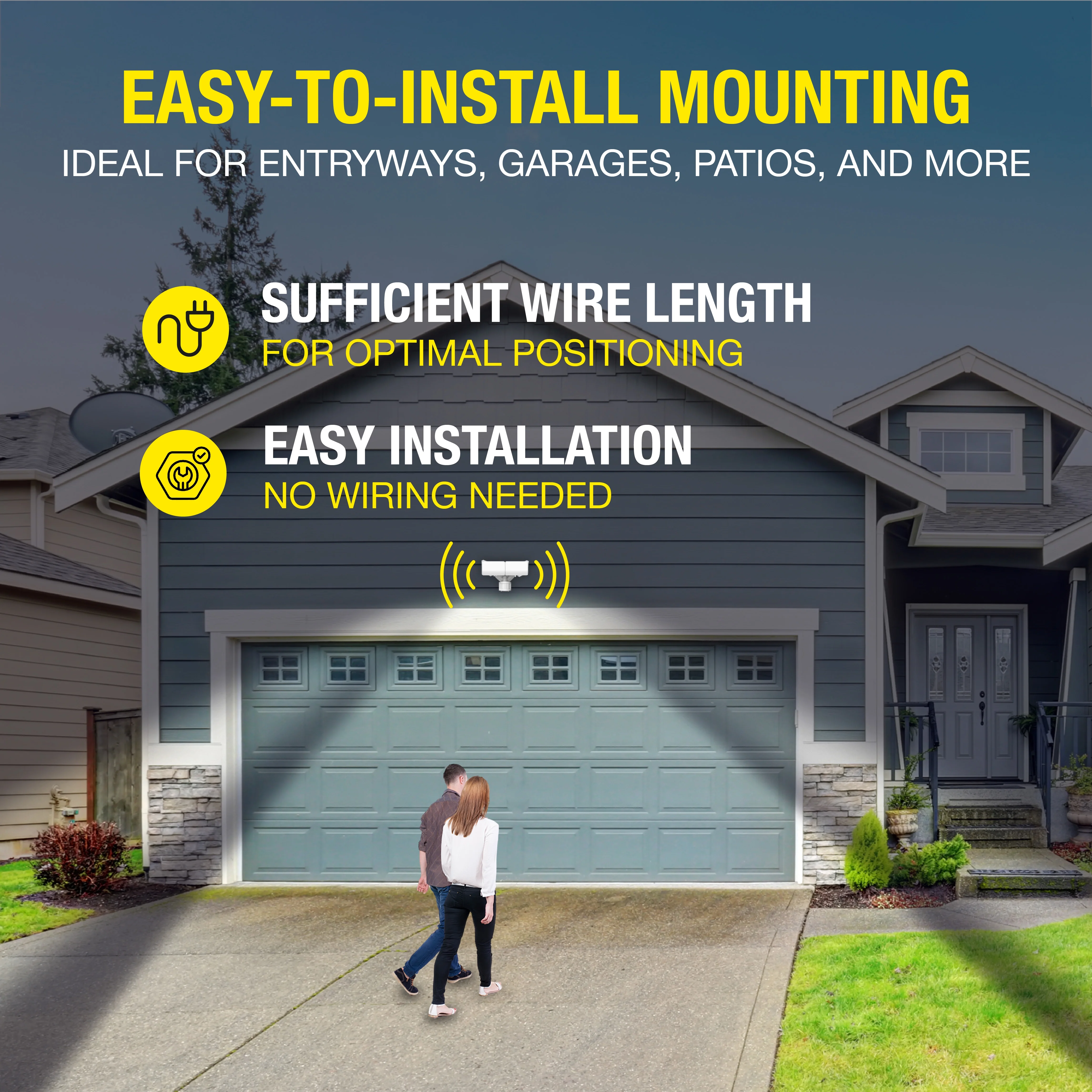 Hyper Tough 2 Head Security Light, 180°, 3000 Lumens, Solar - Inhomebuy