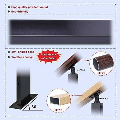 Muzata 10ft Staircase Handrail Black Pipe Handrail Staircase Steps Hand Rail for Indoor Stairs 440LBS Load Capacity Wall Mount Support Galvanized - Inhomebuy