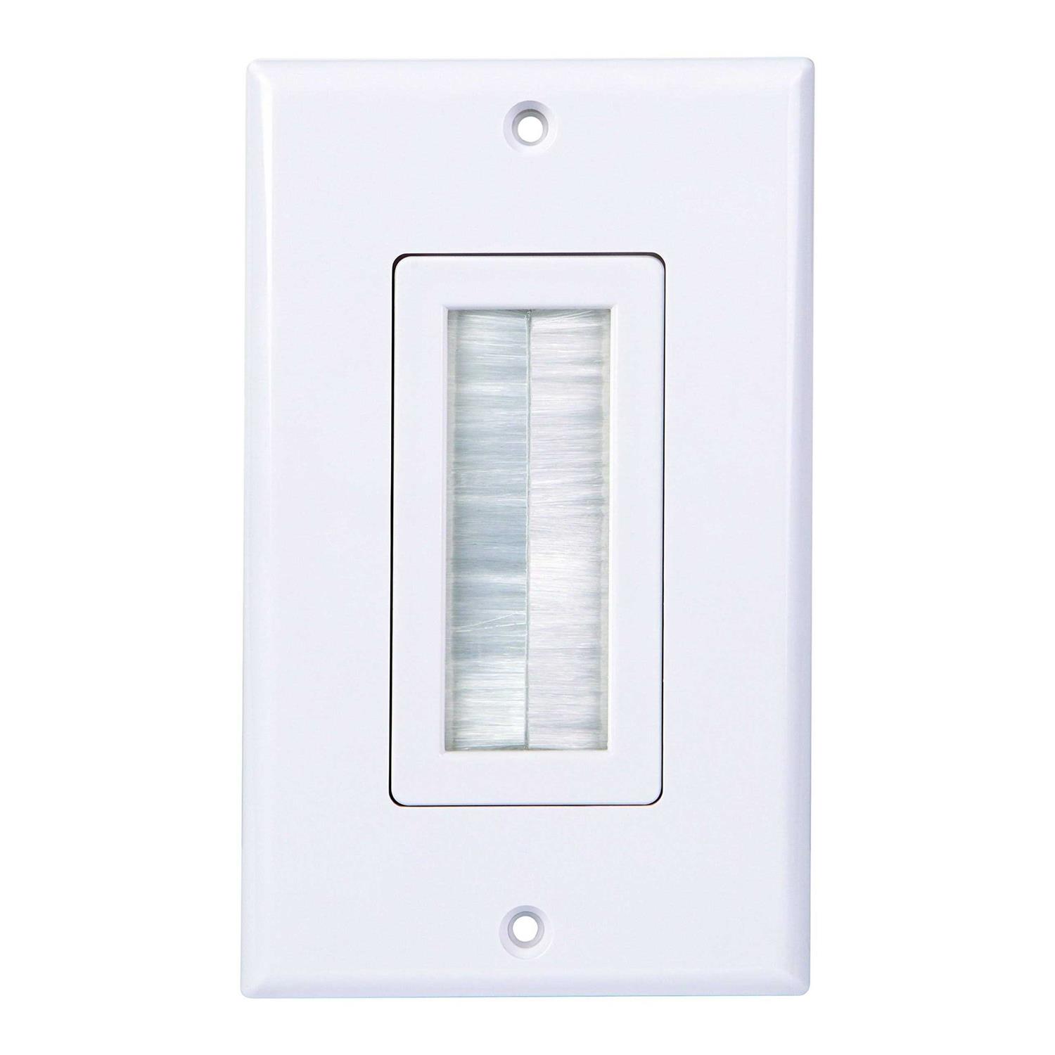 Monster Brush Wall Plate Just Hook It Up White 1 gang Plastic Home Theater - Inhomebuy