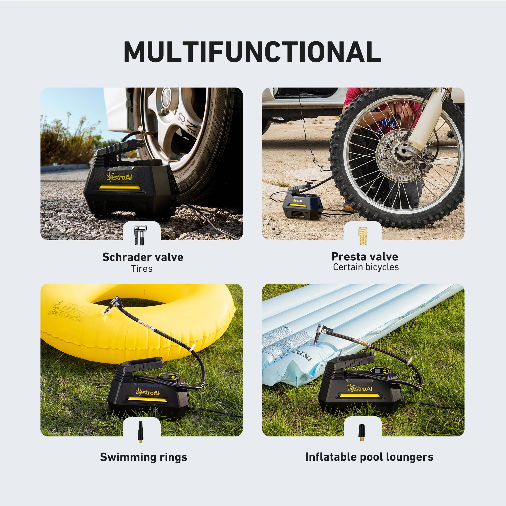 Car Tire Inflator 100 PSI, Electric Tire Compressor, Inflatables Air Car Pump, Yellow - Inhomebuy