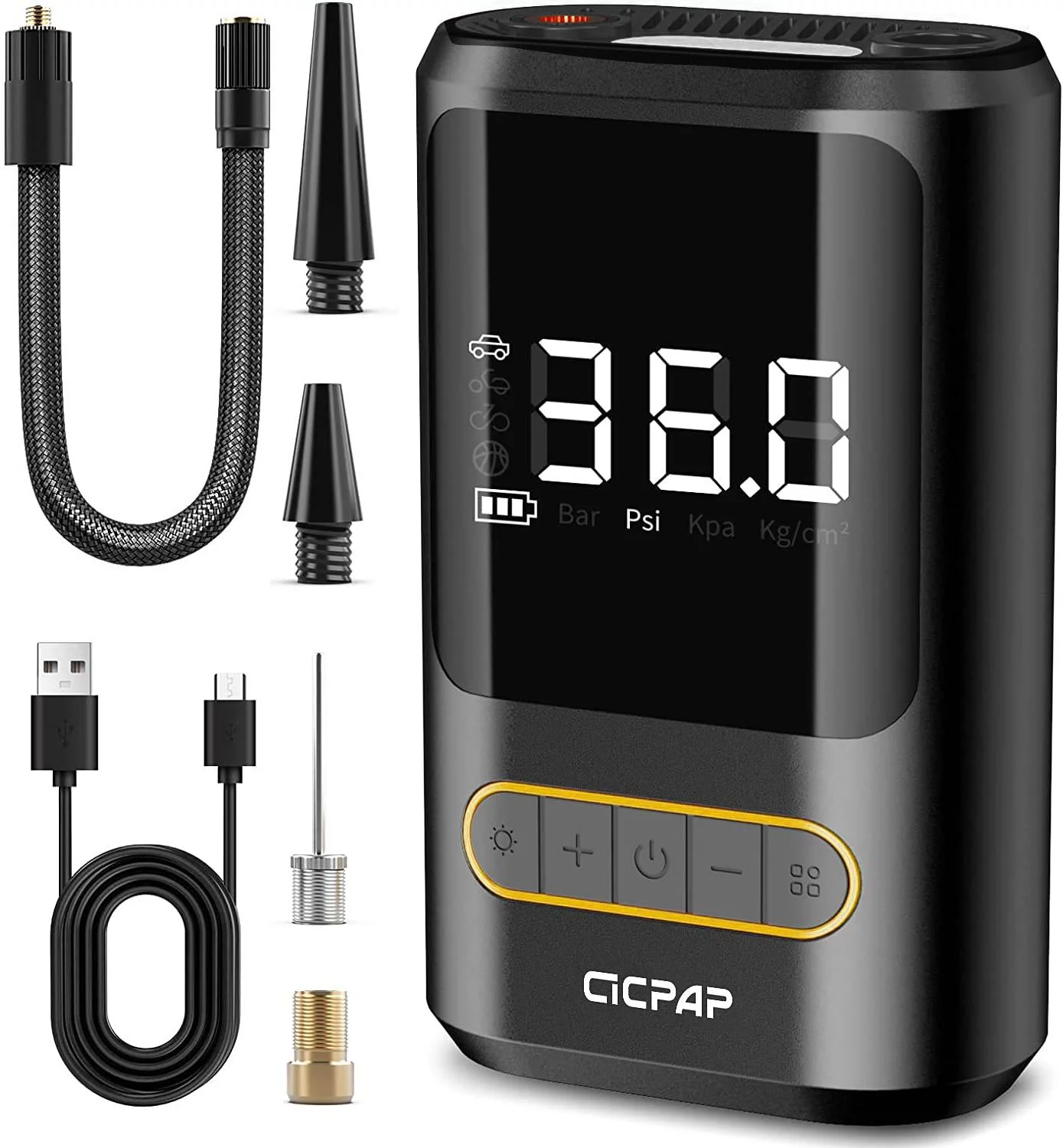 Tire Inflator Portable Air Compressor, CICPAP 150PSI Cordless Air Pump for Car Tires, Balls, Inflatables - Multipurpose Car Accessory, Auto Tire Pump with Digital Pressure Gauge - Inhomebuy