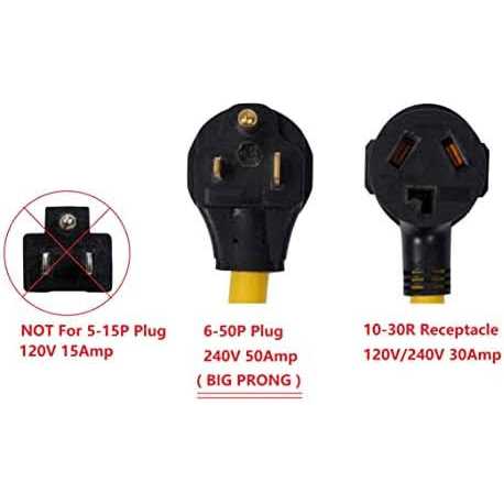 ONETAK NEMA 6-30P to 6-15R 6-20R 240V 30 Amp Prong Male Plug to 20 Amp 3 Prong Female Outlet Receptacle Generator Welder Dryer EV Charger Power Cord - Inhomebuy