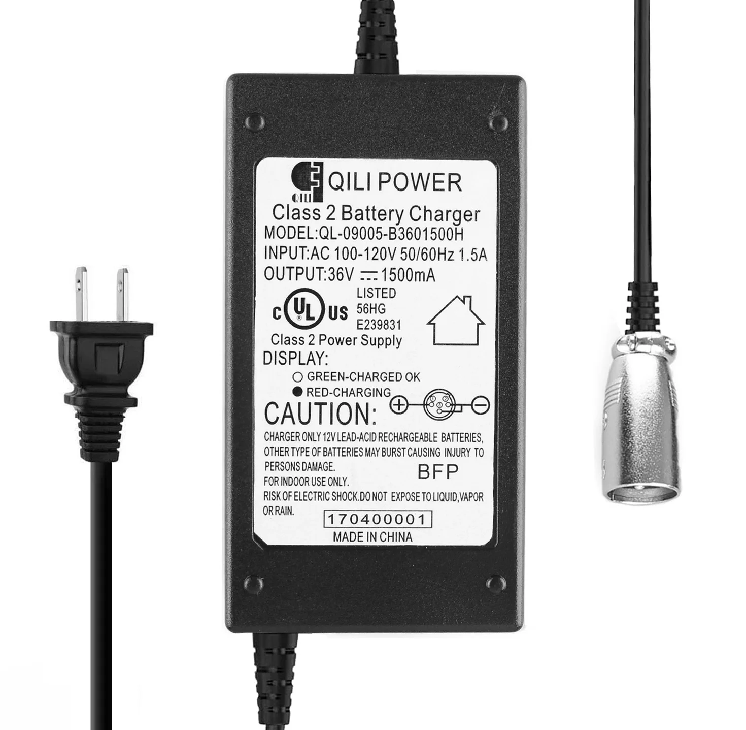 LotFancy 36V 1.5A Battery Charger for Razor MX500, MX650, GT GT750, IZIP I600, I750, I1000 - Inhomebuy