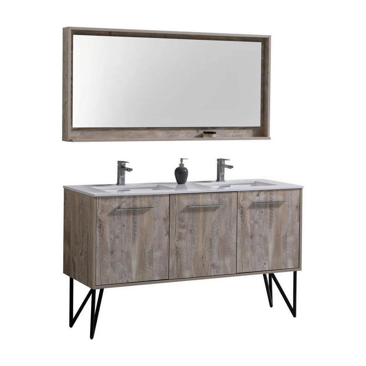 KubBath Bosco 60 in. Double Sink Modern Bathroom Vanity w/ Quartz Countertop, KB60DNW - Inhomebuy