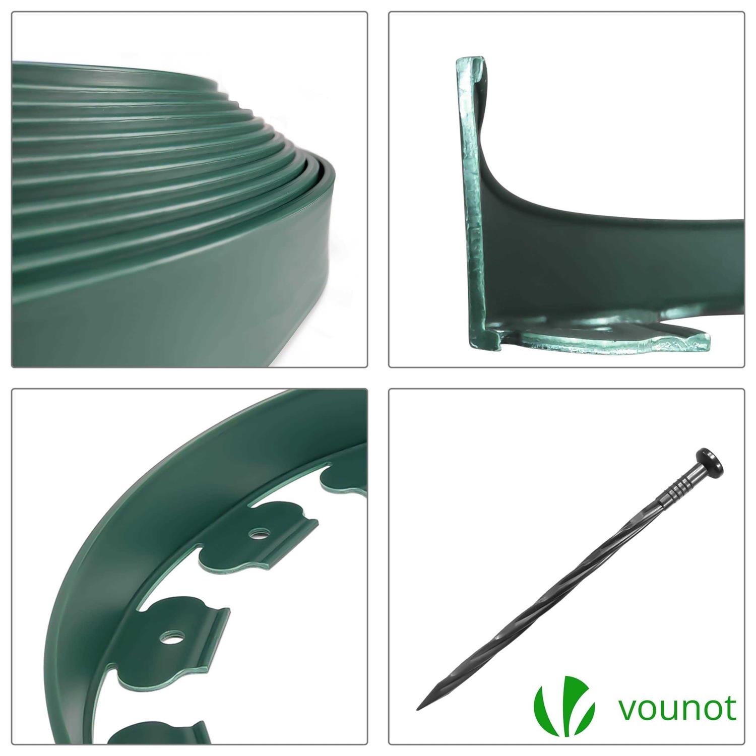 VOUNOT 20m Flexible Lawn Edging Plastic Garden Edging Border with 60 Strong Securing Pegs - Inhomebuy