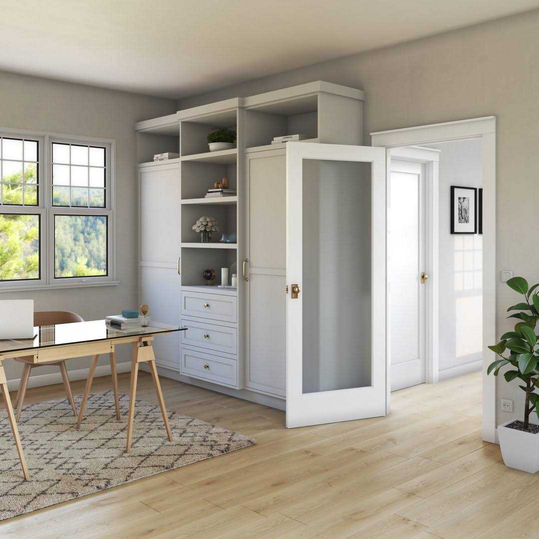 EightDoors 80 in. x 1-3/8 in. 1-Lite Solid Core Frosted Glass Shaker Wood Interior Door Slab - Inhomebuy