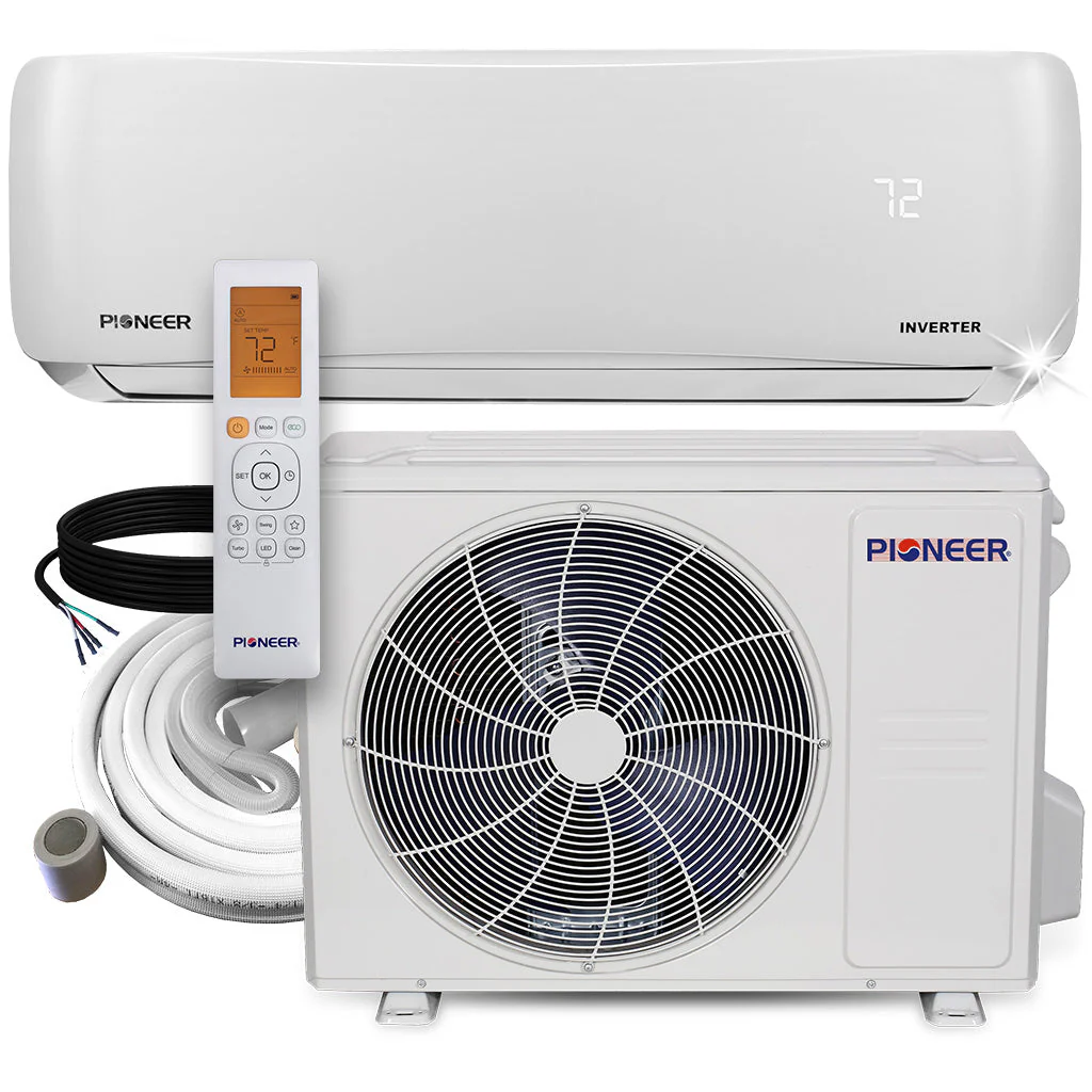 Pioneer® 18,000 BTU 21 SEER 230V Ductless Mini-Split Inverter++ Air Conditioner Heat Pump System without installation kit, WYS018GMFI22RL-00 - Inhomebuy