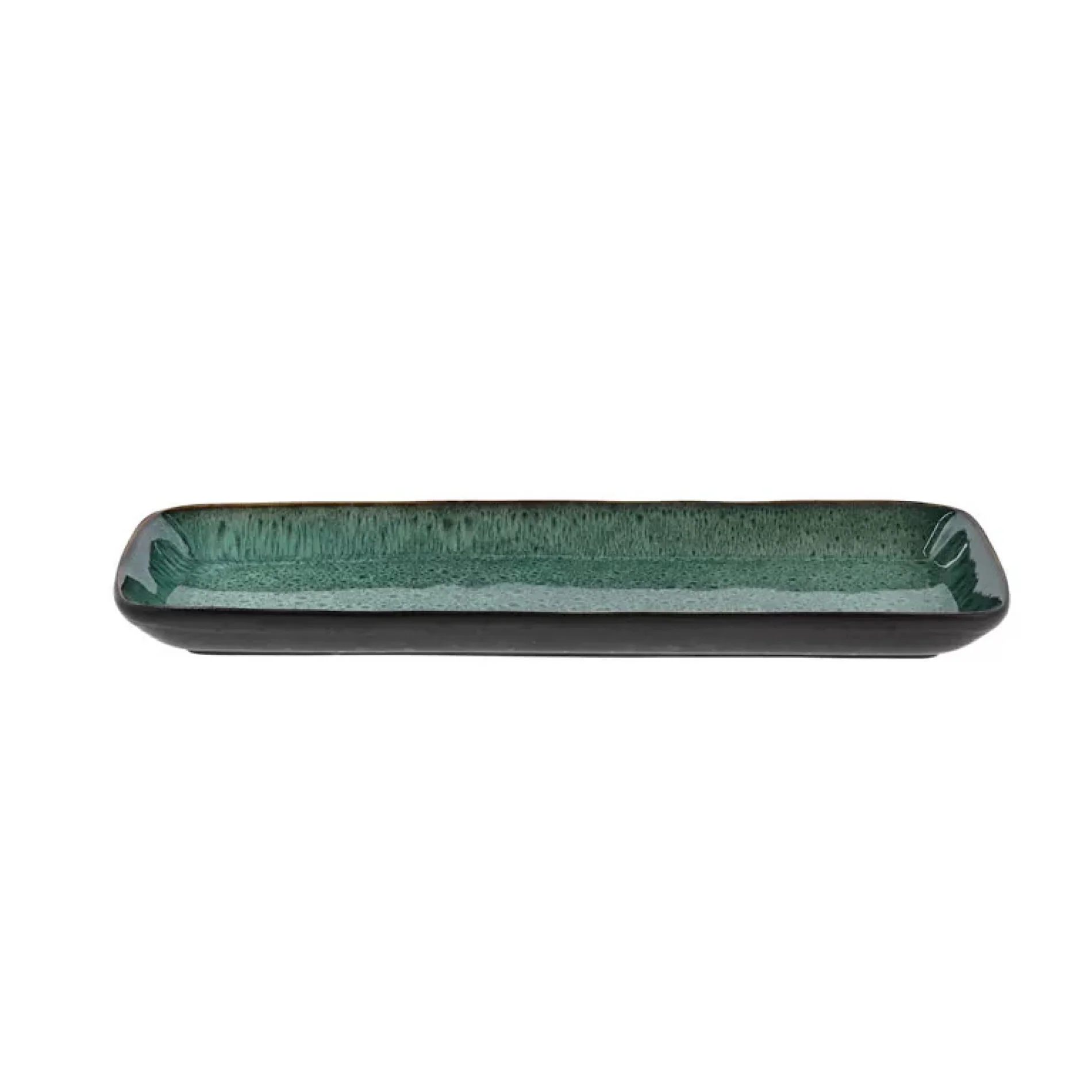 Stoneware Dish 14x38 cm Black, Green - Inhomebuy