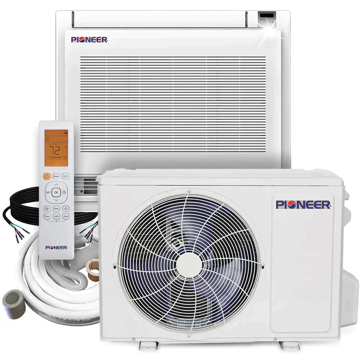 Pioneer® 12,000 BTU 21.5 SEER Floor Console Mini-Split Air Conditioner Heat Pump System with 50 ft. Line Sets, FYB012GMFILCAD-50 - Inhomebuy