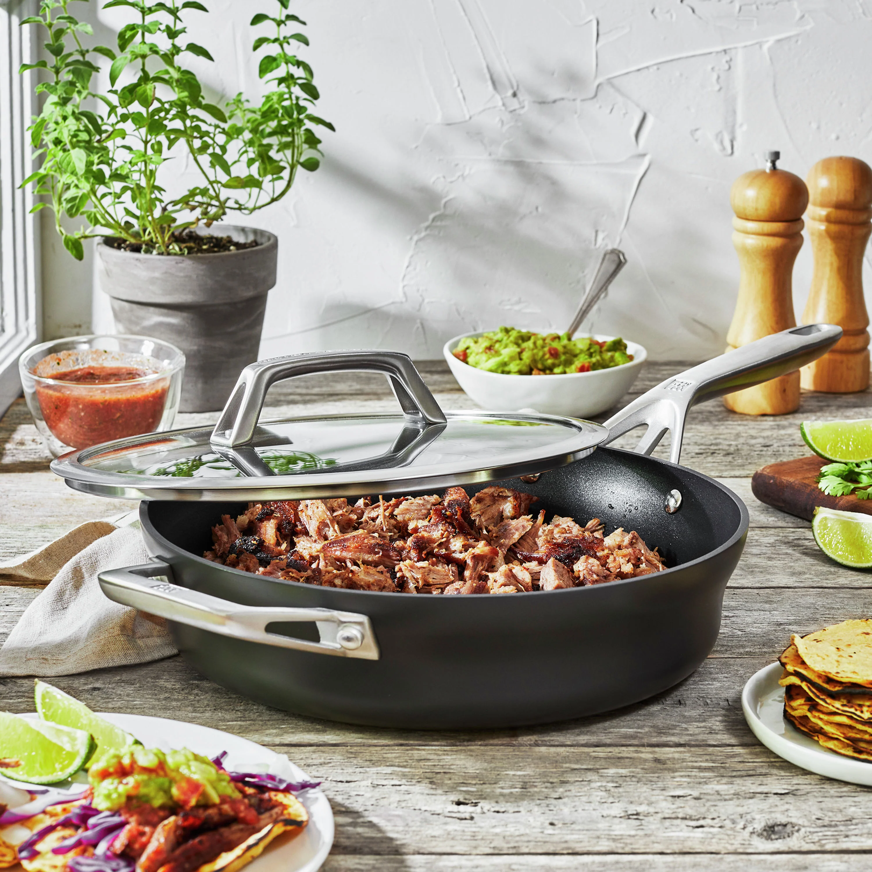 ZWILLING 3 Qt. Aluminum Hard Anodized Non-Stick Sauté Pan, Motion Series - Inhomebuy