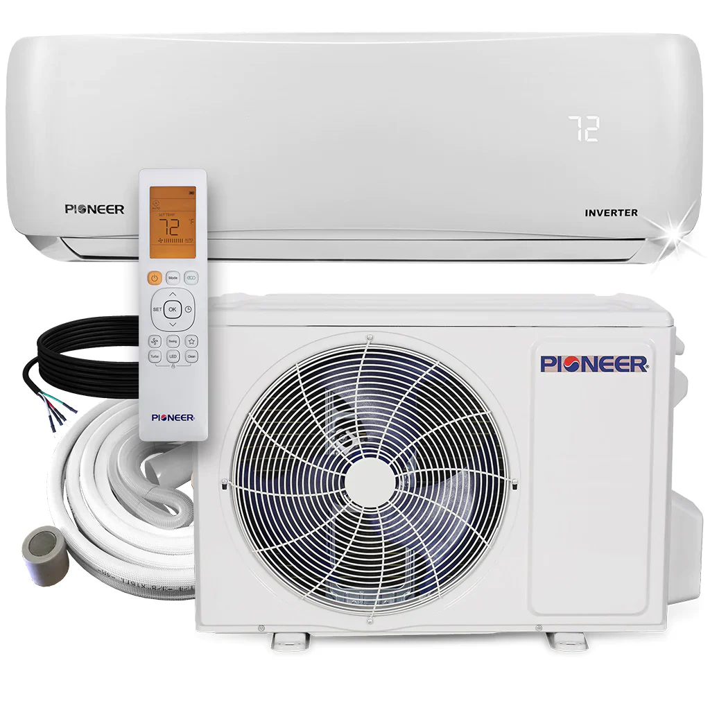 Pioneer® 9,000 BTU 21.5 SEER 115V Ductless Mini-Split Inverter++ Air Conditioner Heat Pump System with 33 ft. Line Sets, WYS009AMFI22RL-33 - Inhomebuy