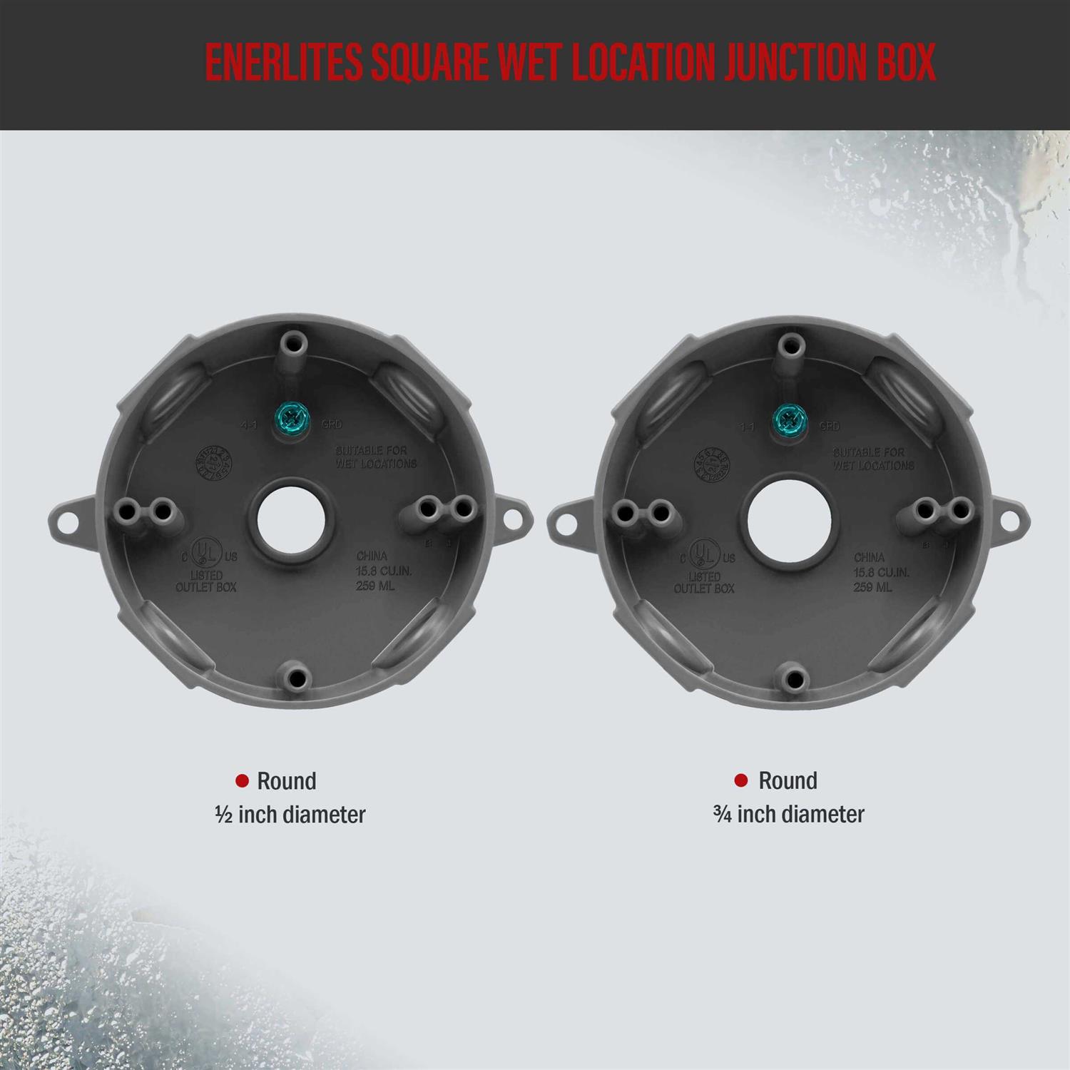 Enerlites 4” Diameter Round Weatherproof Outlet Box with Five 1/2-in Threaded Outlets - Inhomebuy