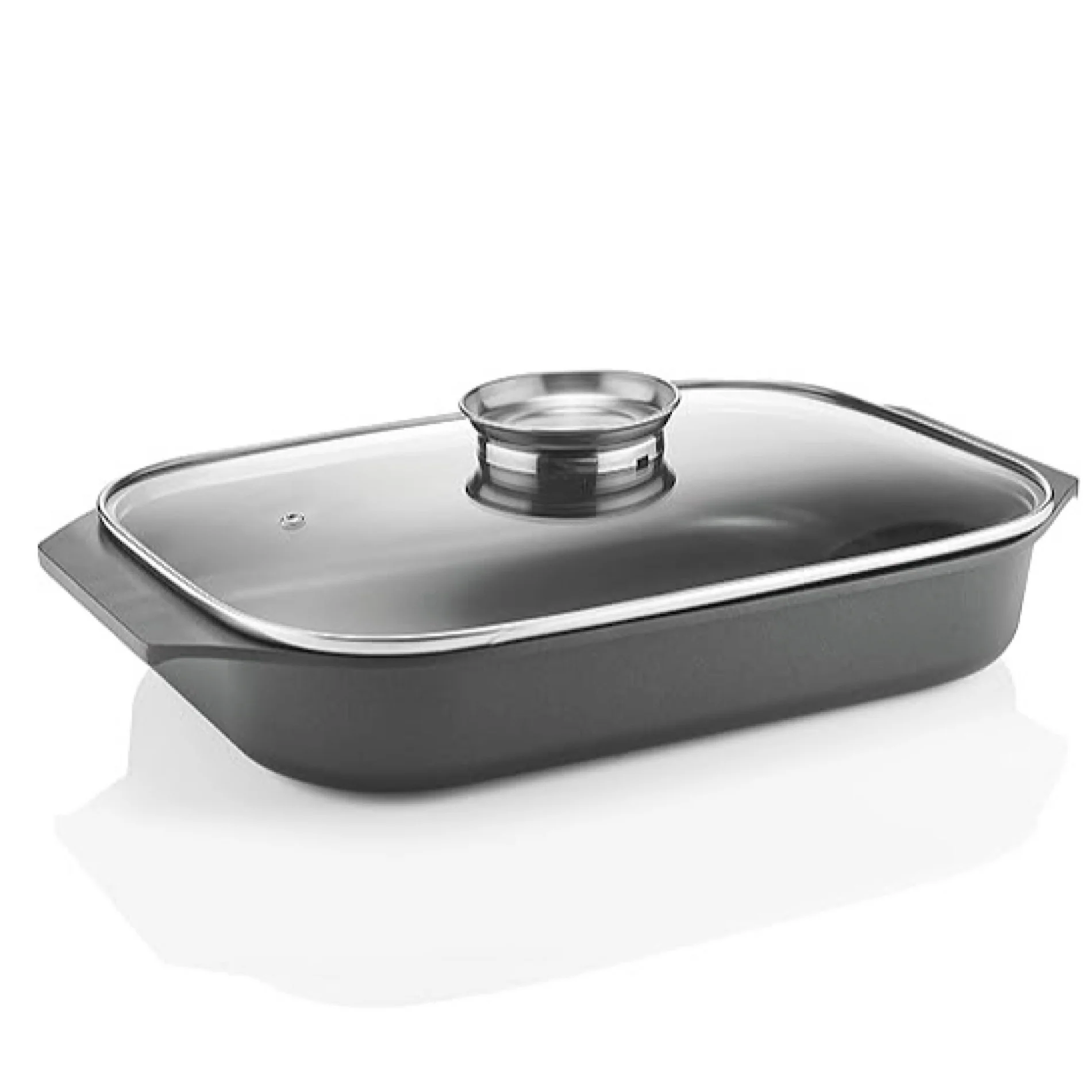 Compatible Shallow Roasting Pan with Lid, Black - Inhomebuy