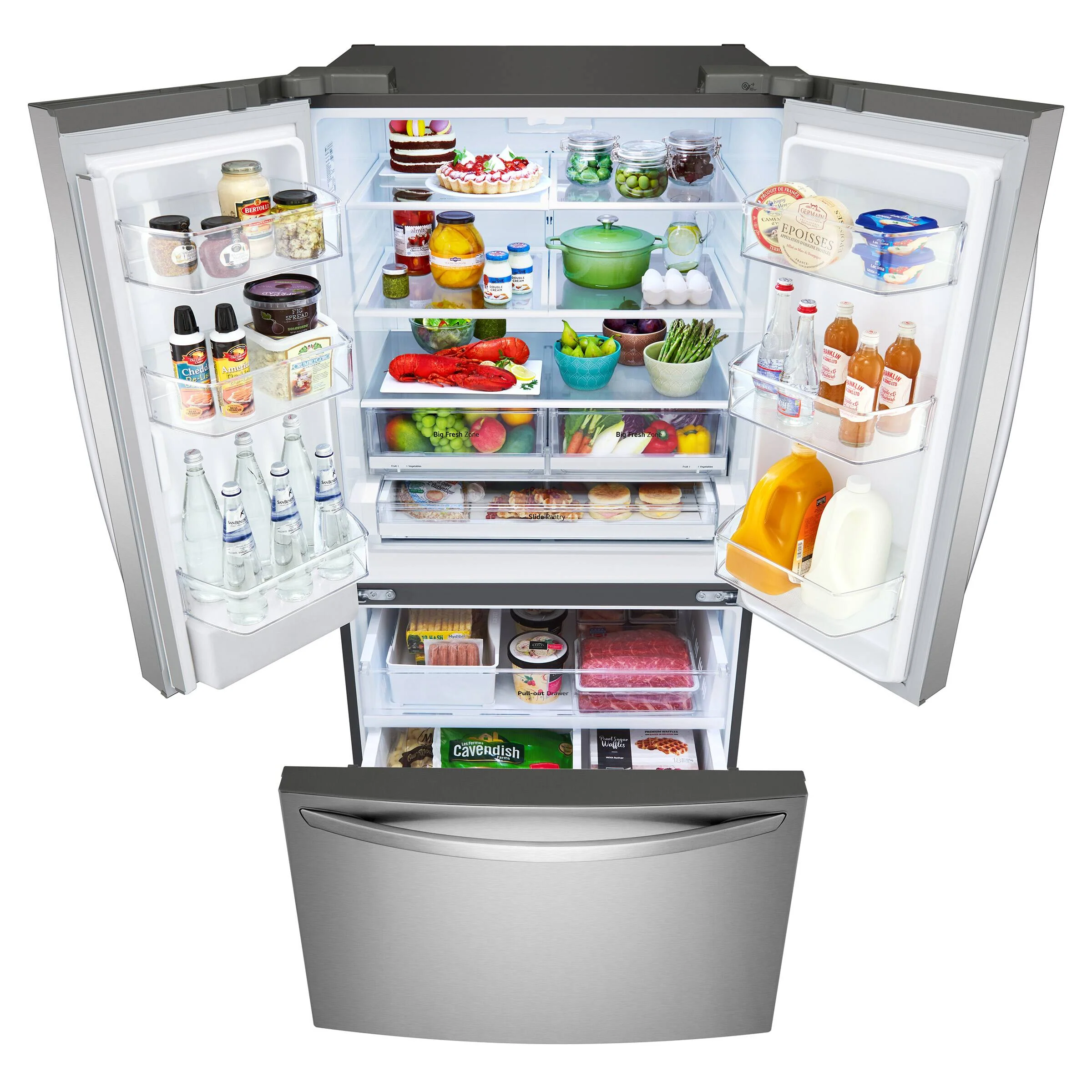 LG 36 IN. 29 CU. FT. SMUDGE-RESISTANT STAINLESS STEEL FRENCH DOOR WITH SLIM DESIGN EXTERNAL WATER DI - Inhomebuy