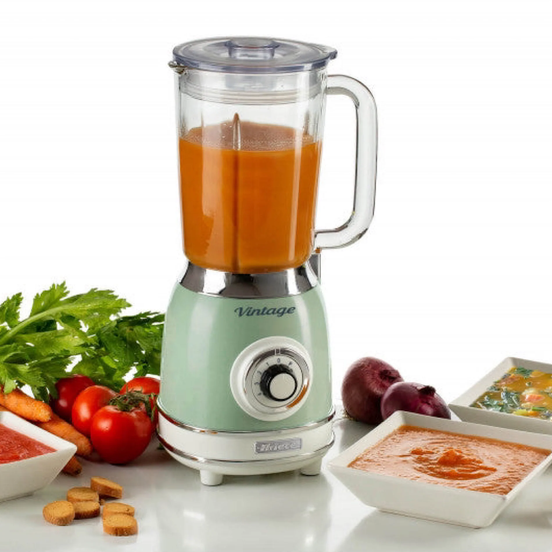 Vintage Blender With Glass Cup Green 1000W - Inhomebuy