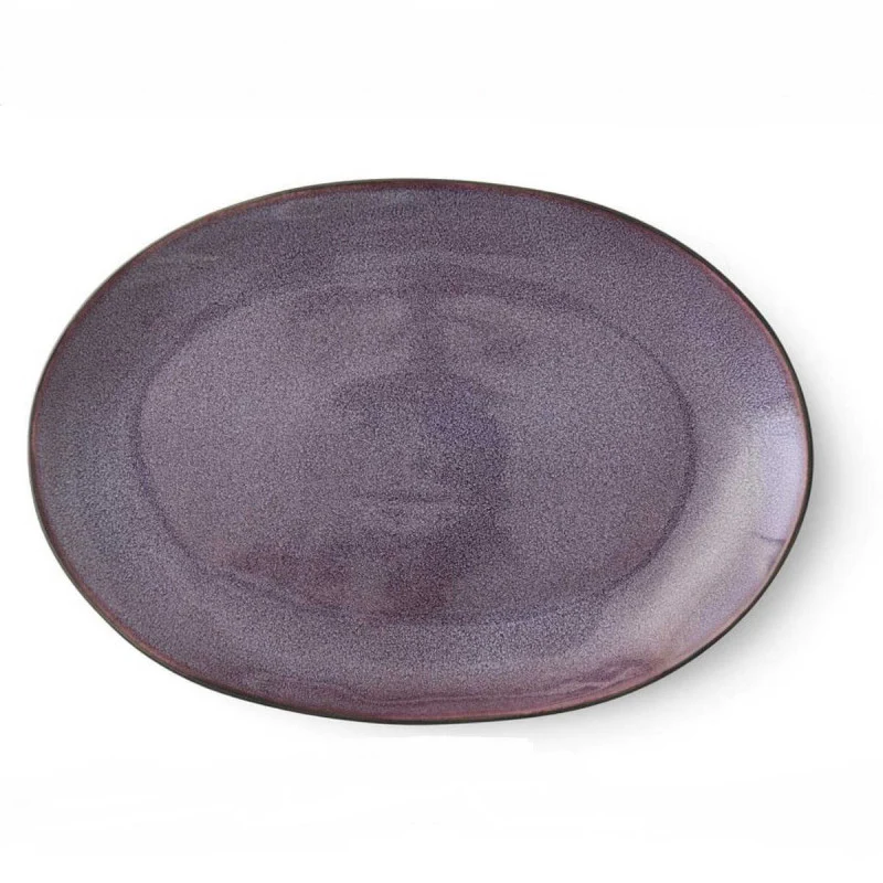 Stoneware Dish 25x36cm Black Lilac - Inhomebuy