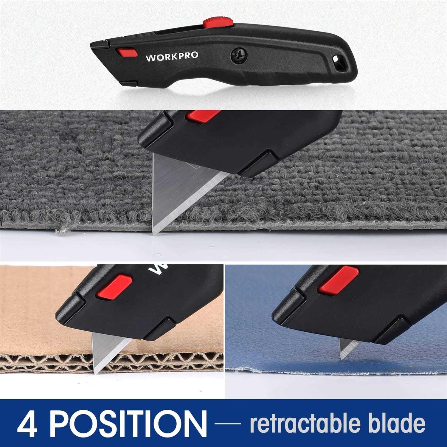 Workpro Premium Utility Knife 1pc Retractable All Metal Heavy Duty Box Cutter - Inhomebuy