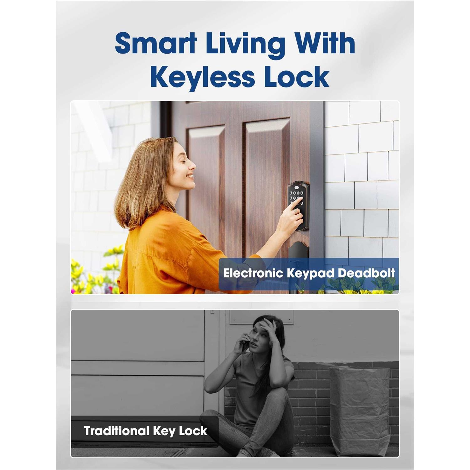 Keyless Entry Door Lock Electronic Deadbolt Lock Auto Lock - Inhomebuy