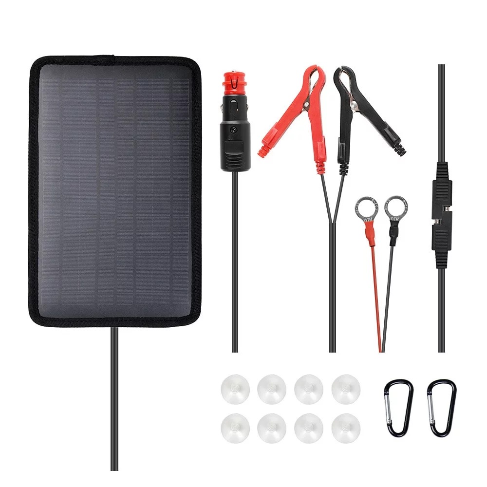 Renogy 5W Outdoor Battery Charger Maintainer Trickle Charger with Lighter Plug, Alligator Clips, and Battery Cables - Inhomebuy