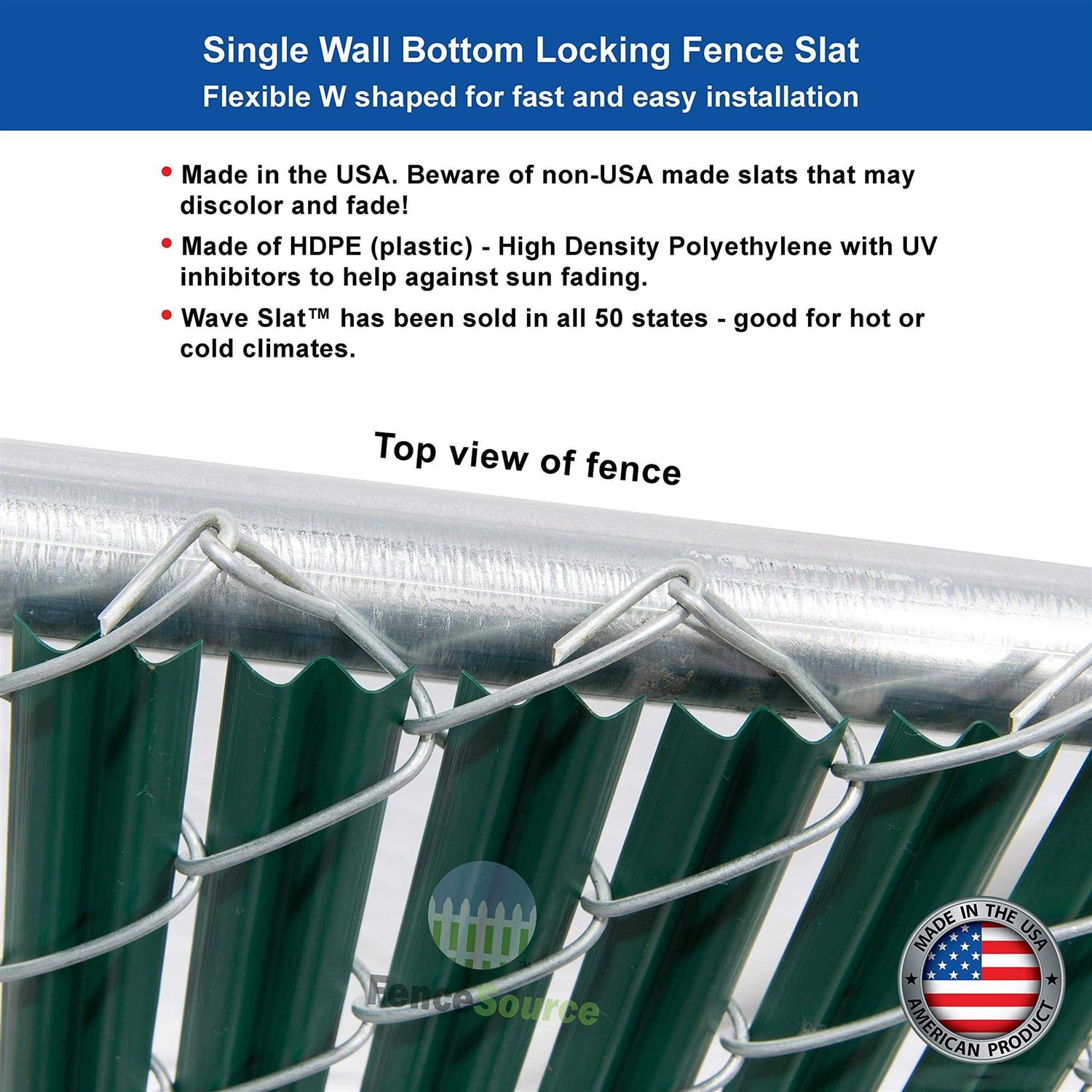 Fencesource Wave Slat Single Wall Bottom Locking Privacy Slat for 4 5 6 7 and 8 Chain Link Fence - Inhomebuy