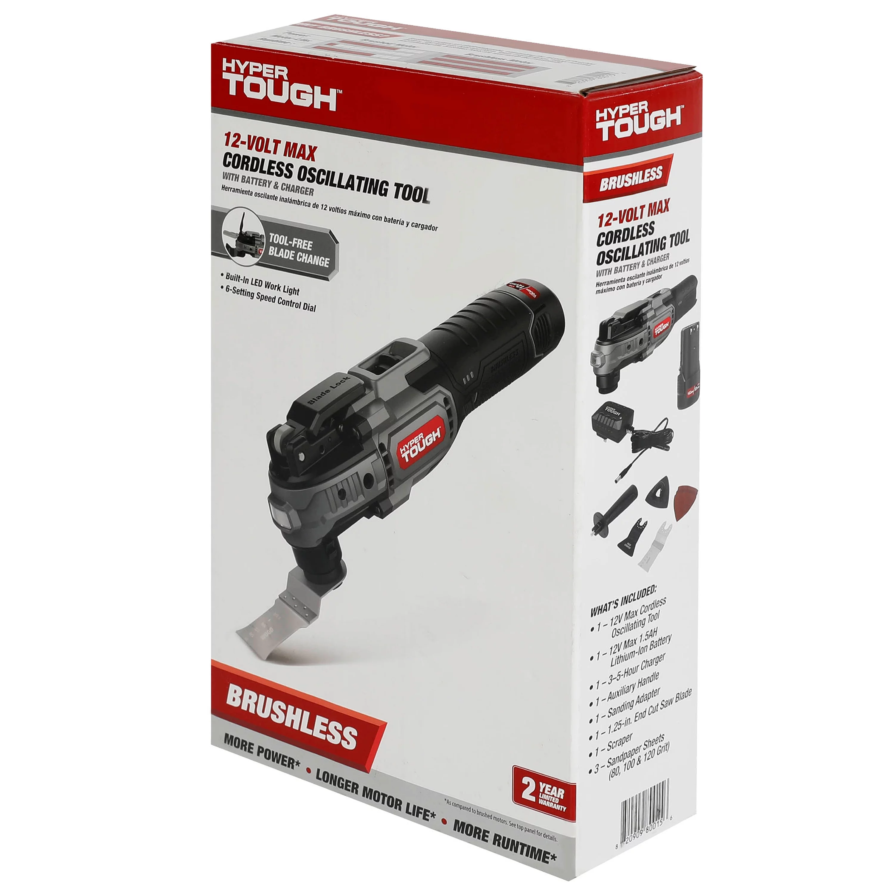Hyper Tough 12V Max Lithium-Ion Brushless Oscillating Multi-Tool with 1.5Ah Battery and Charger, 80015 - Inhomebuy