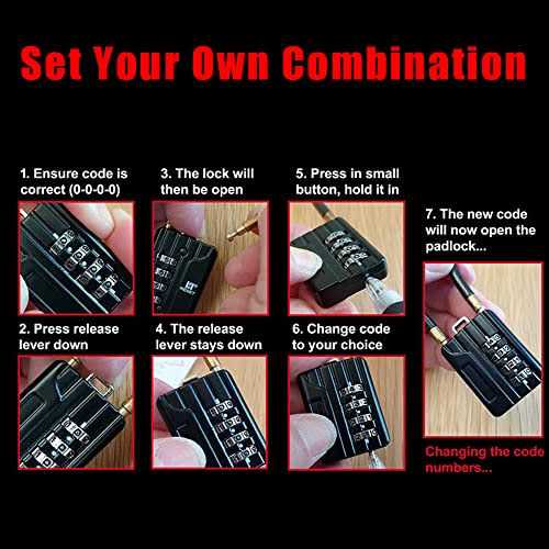 RESET-200 4 Digit Combination Padlock Steel Cable,Cable Lock for Locker Luggage Suitcase Gun Case Toolbox Helmet - Inhomebuy