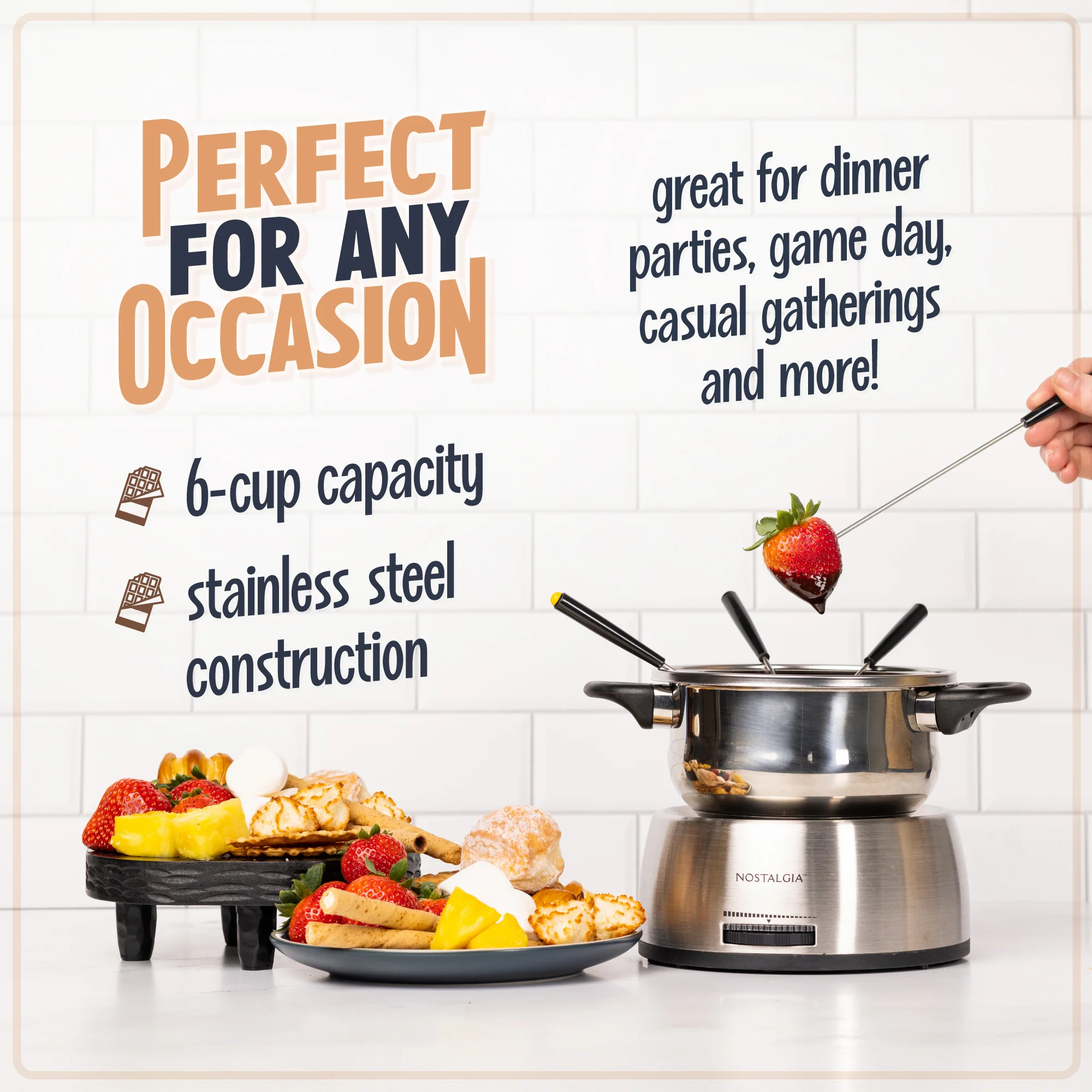 6-Cup Stainless Steel Electric Chocolate & Cheese Fondue Pot - Inhomebuy