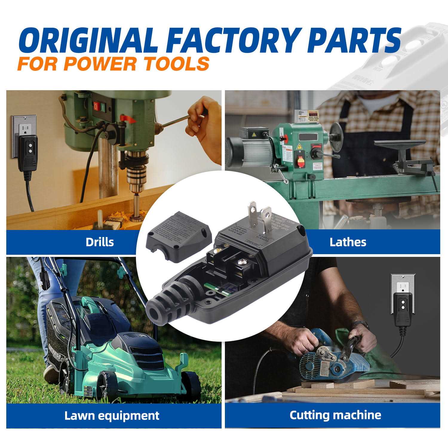 ELEGRP 4.67 in. 15 Amp Auto Reset 3 Prong Portable GFCI Replacement Right Angle Plug Assembly - Inhomebuy