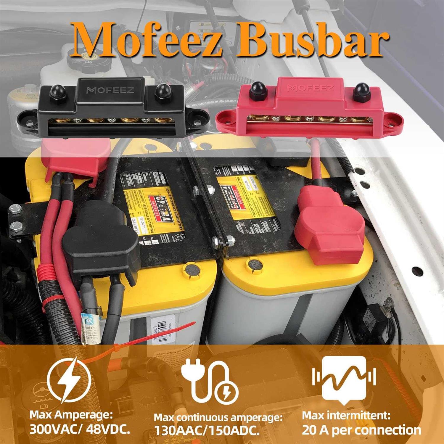 Mofeez Power Distribution Block Bus Bar 4 x Posts - Inhomebuy