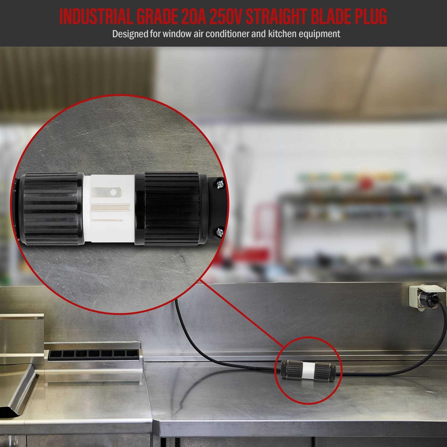 Enerlites Nema 6-15p Straight Blade Replacement Plug Connector Male Extension Cord Ends 66220-BK - Inhomebuy