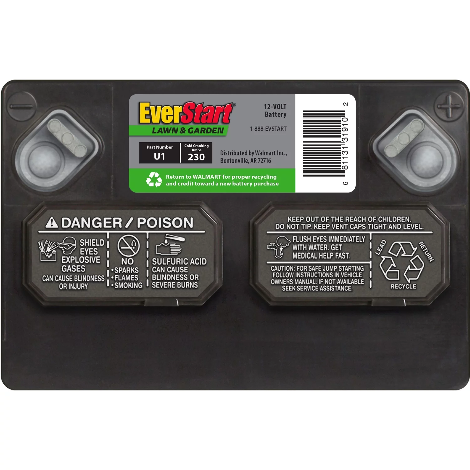 EverStart Lead Acid Lawn & Garden Battery, Group Size U1 12 Volt, 230 CCA - Inhomebuy
