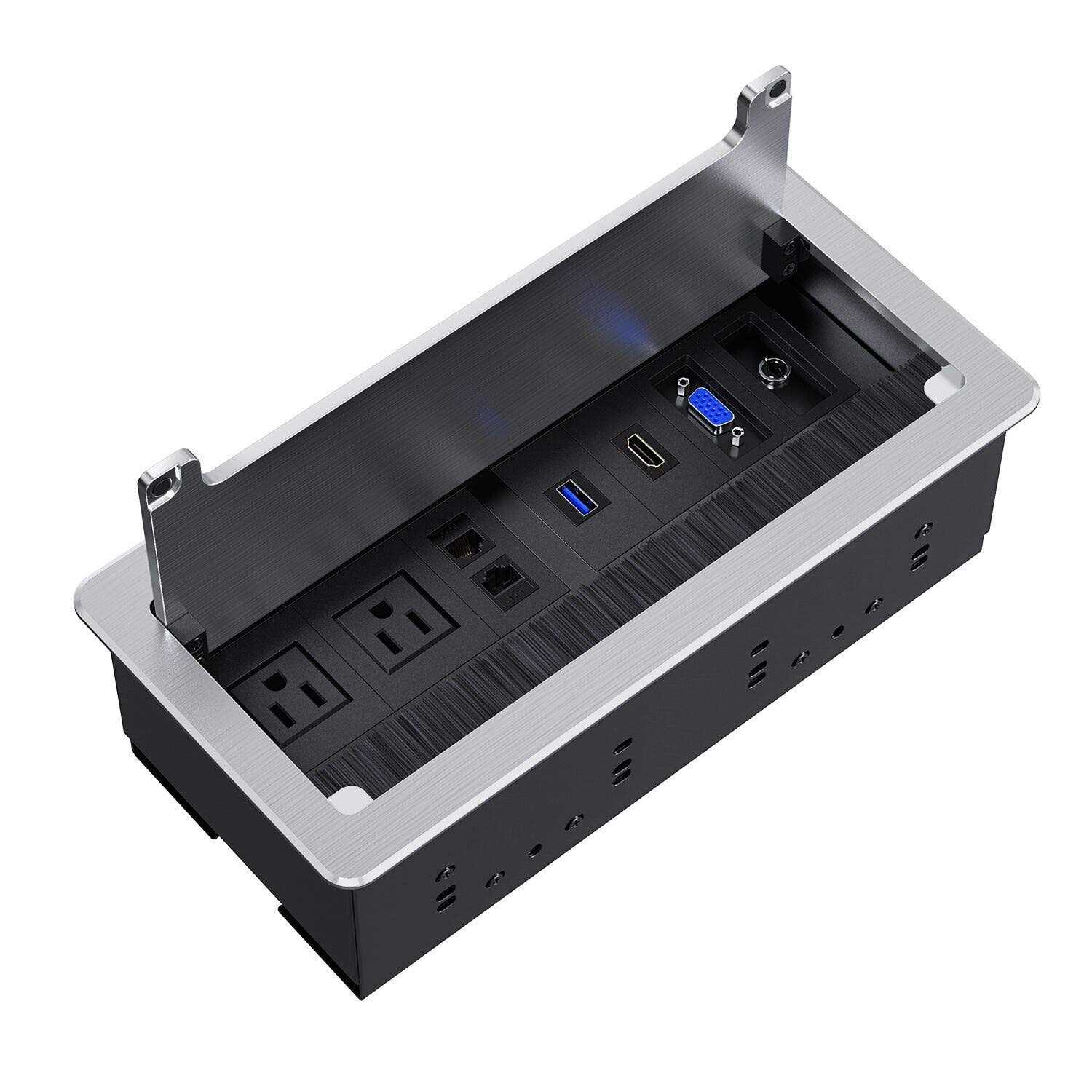 WEBANG Recessed Connectivity Box Outlet for Conference Room Table with 2AC Receptacle,2RJ45 - Inhomebuy