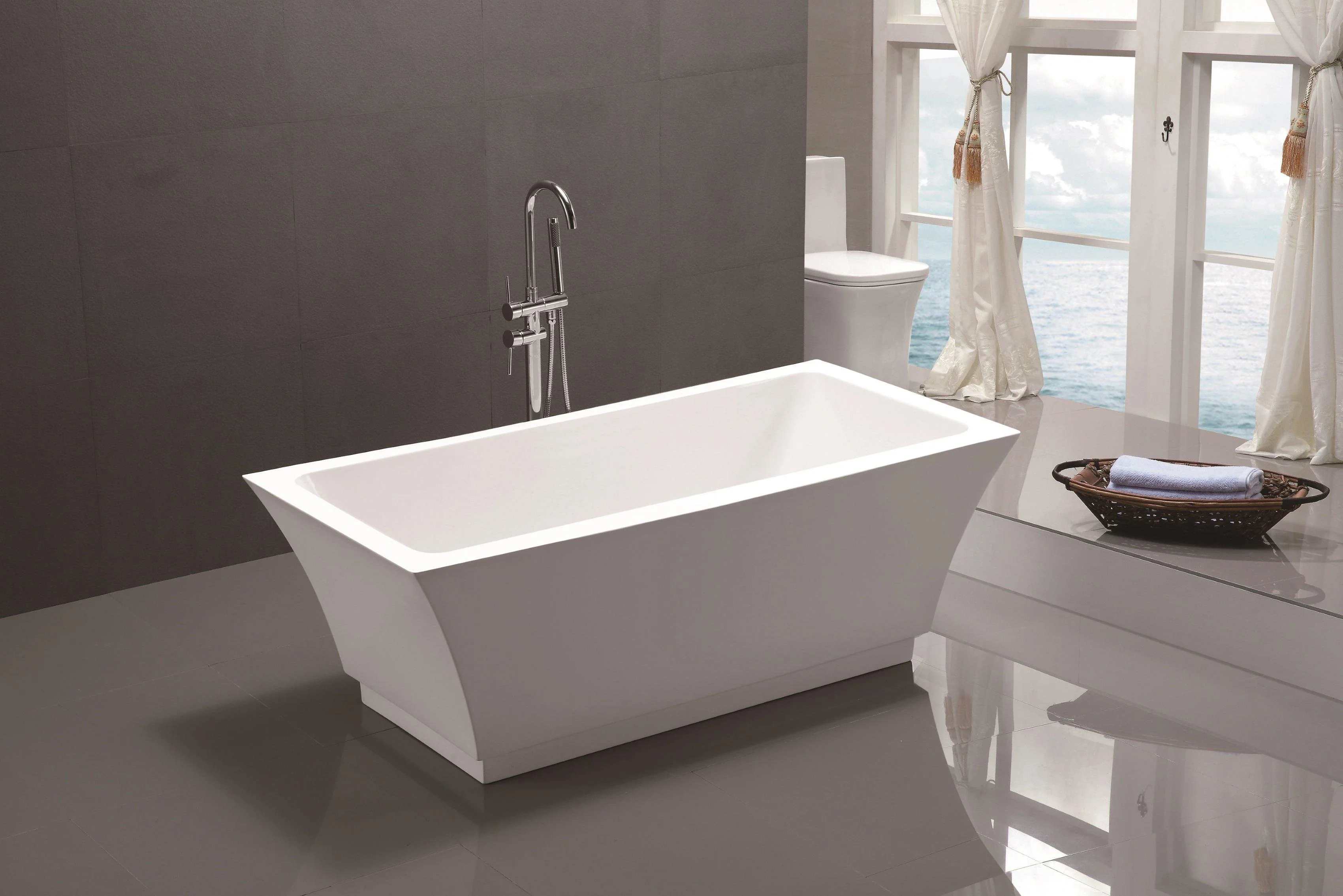 Vanity Art 66.5 in. x 31.5 in. Freestanding Soaking Bathtub, VA6817-L - Inhomebuy