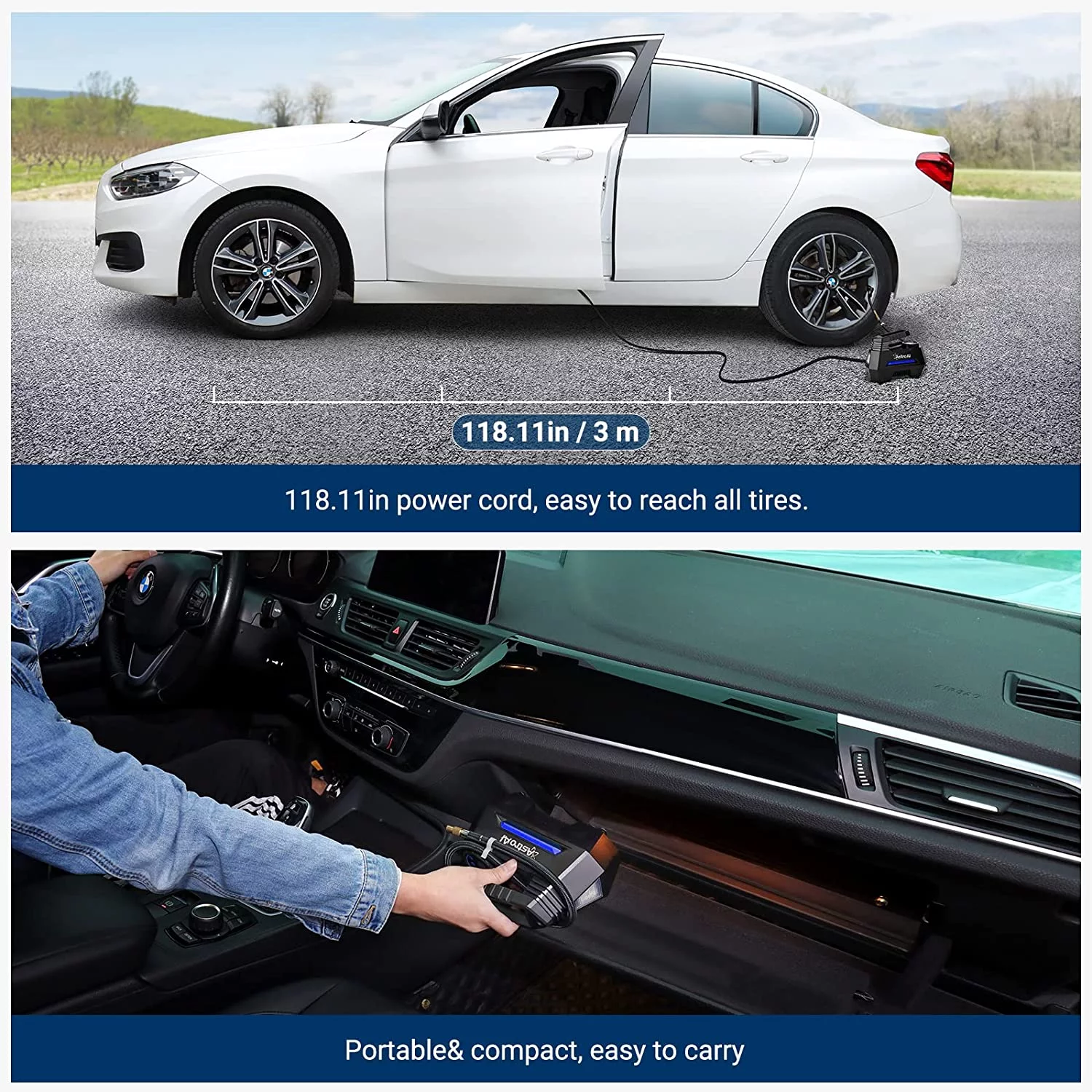 Car Tire Inflator 100 PSI, Electric Tire Compressor, Inflatables Air Car Pump, Yellow - Inhomebuy