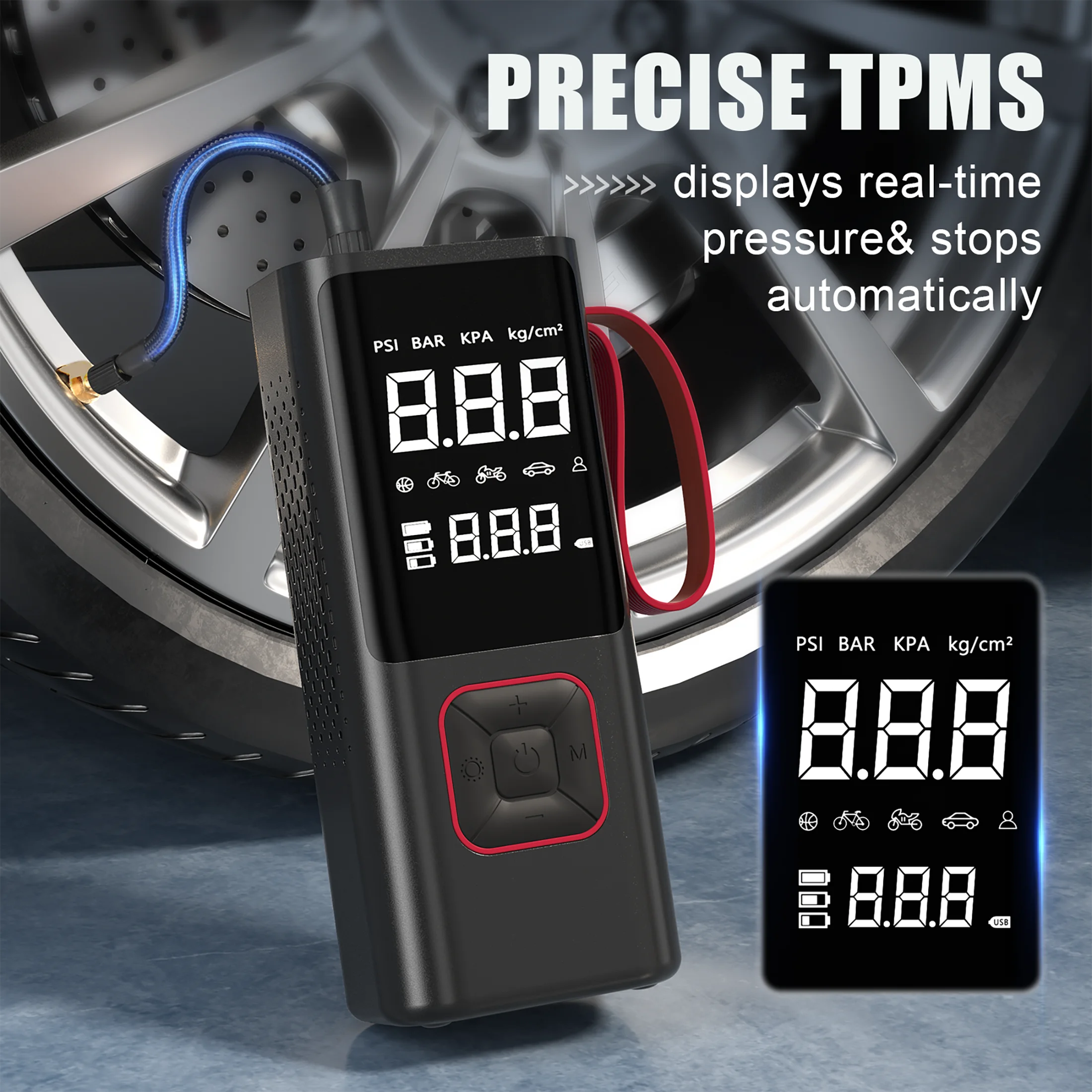 CarLuck Cordless Tire Inflator Portable Air Compressor, 6000mAh 150PSI Air Pump with Auto-Shutoff & LED for Cars, Motorcycles, Bicycles - Includes Storage Bag - Inhomebuy