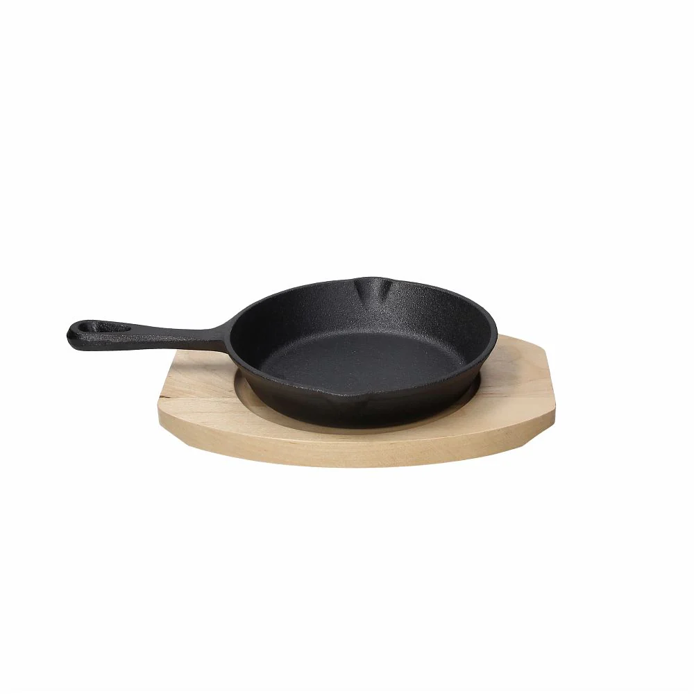 Fusion Taste Cast Iron Round Frying Pan with Beech Trivet 15cm - Inhomebuy