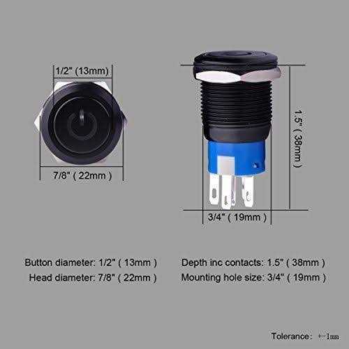 Ulincos Latching Pushbutton Switch U19C1 1NO1NC SPDT ON/Off Black Metal Shell - Inhomebuy