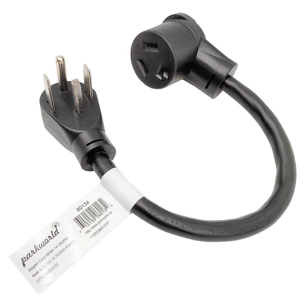 parkworld 1.5 ft. 10/3 3-Wire Dryer 3-Prong 10-30P Plug to 4-Prong Dryer 14-30R Female adapter cord - Inhomebuy