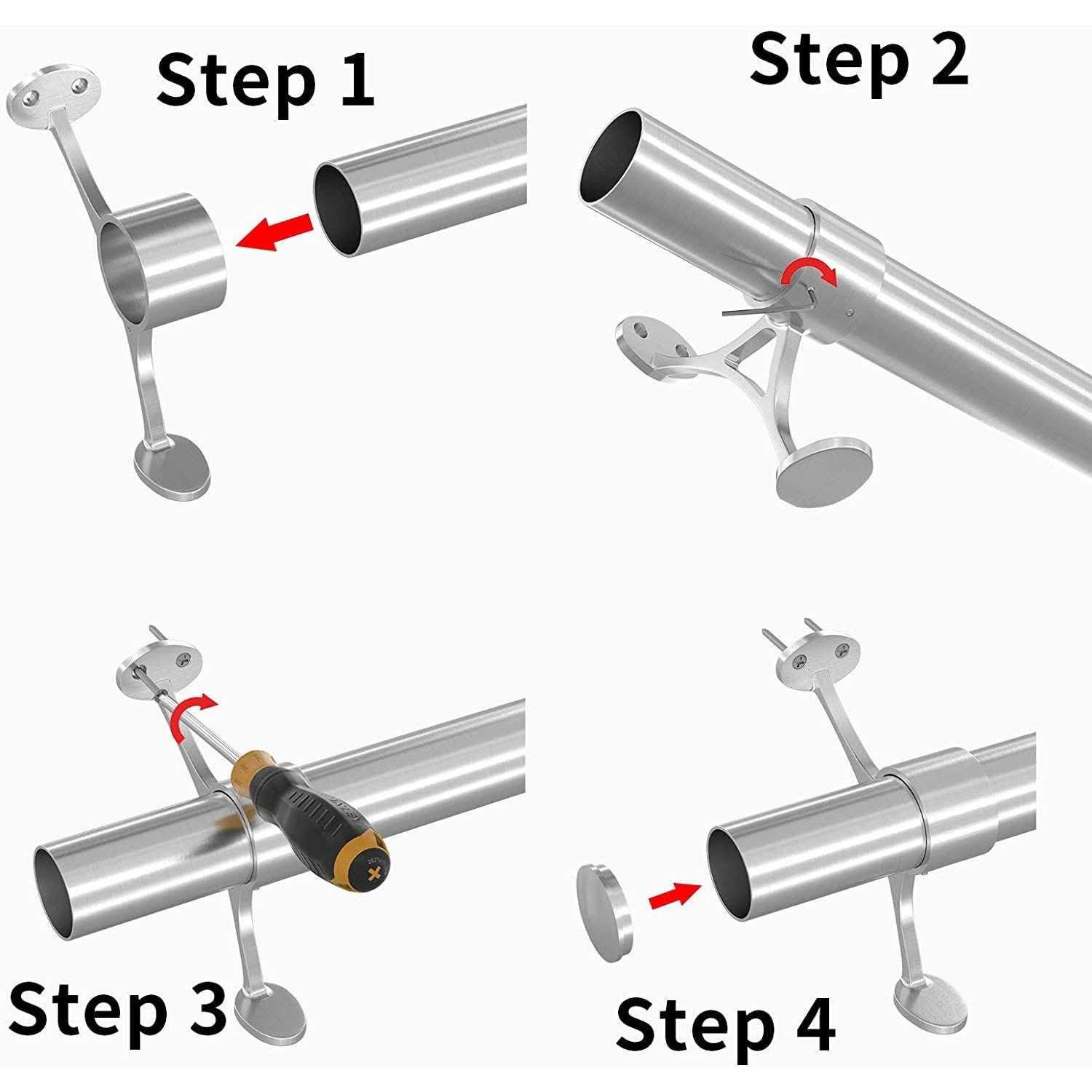 Muzata 6’6 White Flat Stainless Steel Handrail HT10 WP4 - Inhomebuy