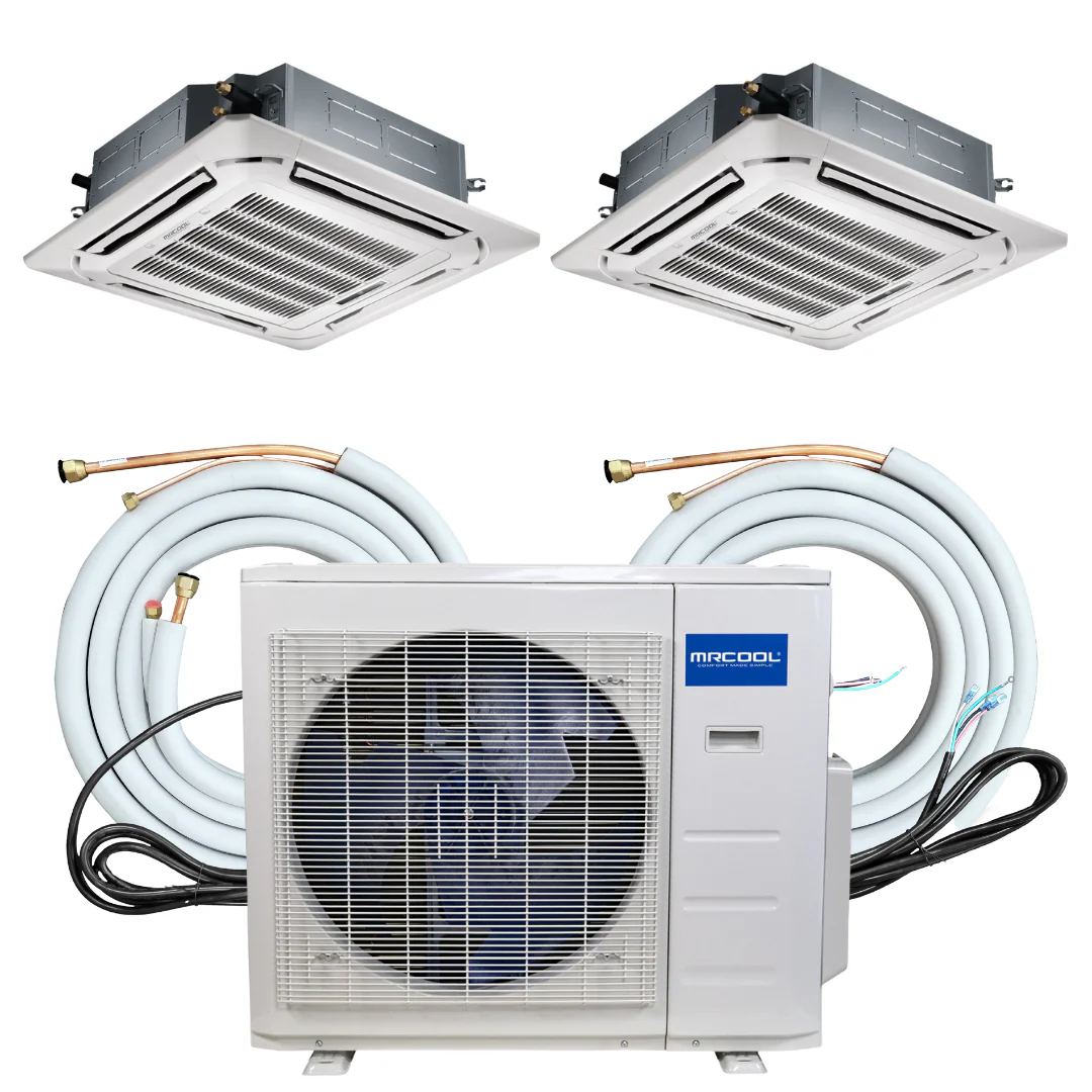 MRCOOL Olympus Mini Split - 24K BTU 2 Zone Ductless Ceiling Cassette, Heat Pump and 16 ft. Flared Lineset, OLY27-C-2-12-16 - Inhomebuy