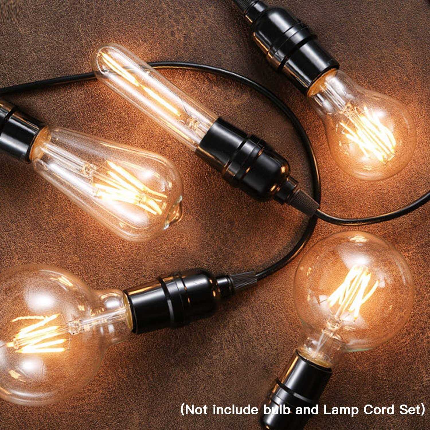 Zevnico 8 Pack E26 E27 Light Sockets Black Medium Screw Base with Shade Ring - Inhomebuy