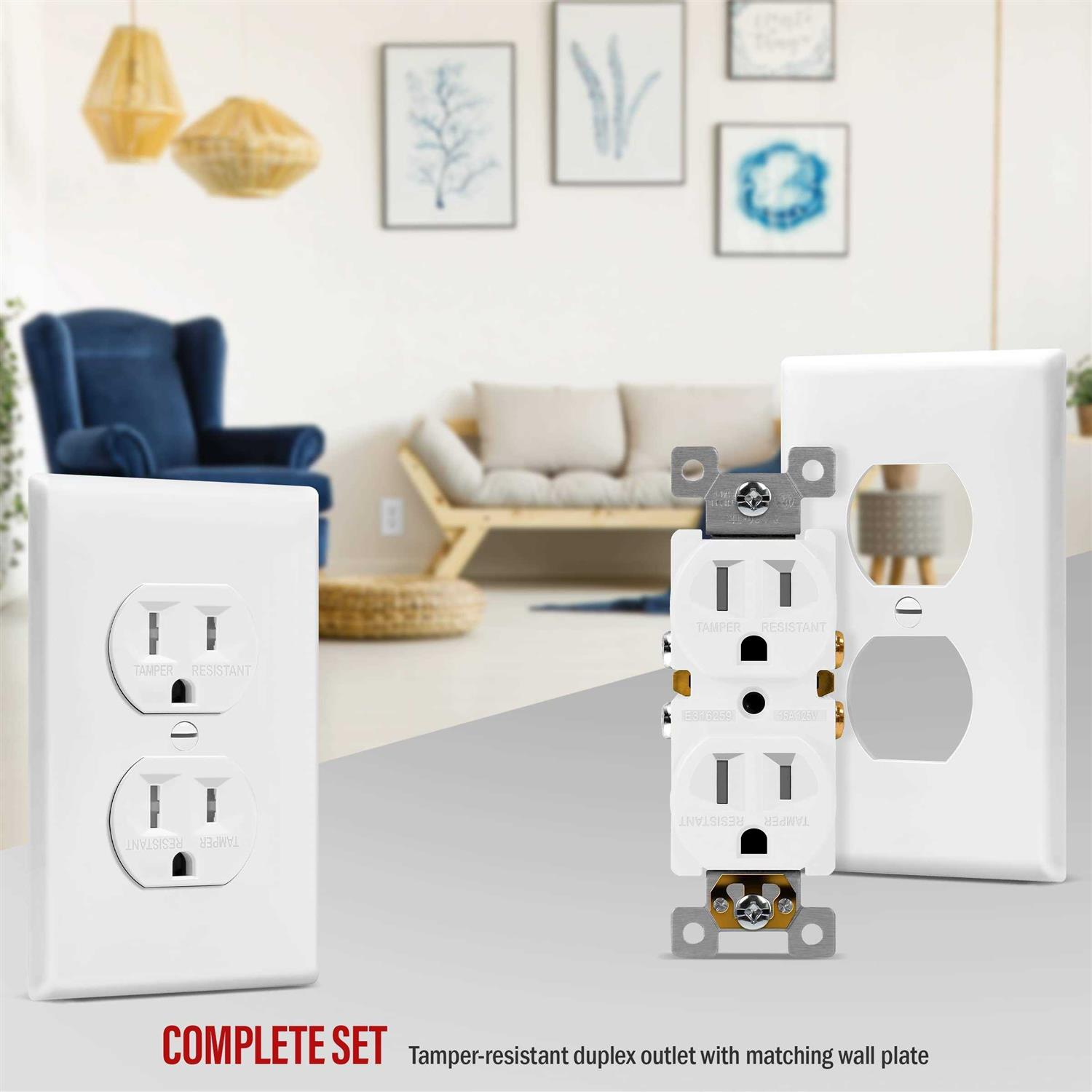 Enerlites Duplex Outlet Receptacle Cover Screwless Wall Plate - Inhomebuy