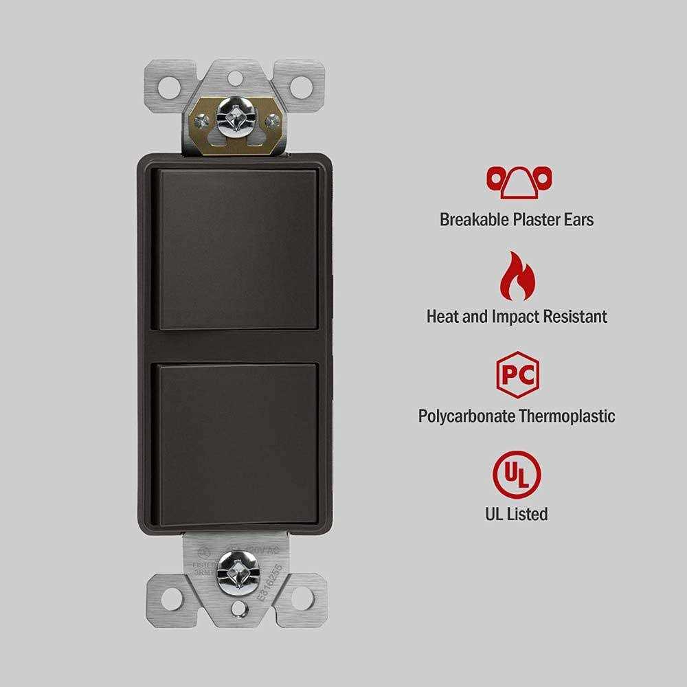 Enerlites Double Paddle Rocker Decorator Switch Ground Terminal - Inhomebuy