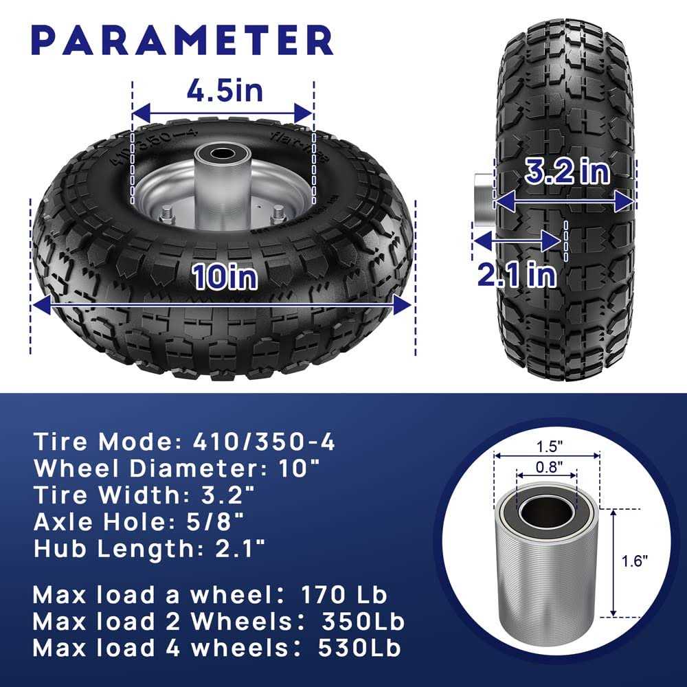 Winisok 4.10/3.50-4 Tire Wheels Flat Free 10 Heavy Duty Solid Replacement Tire With 5/8” Bearings For Wagon/wheelbarrow/hand Truck/Generators - Inhomebuy