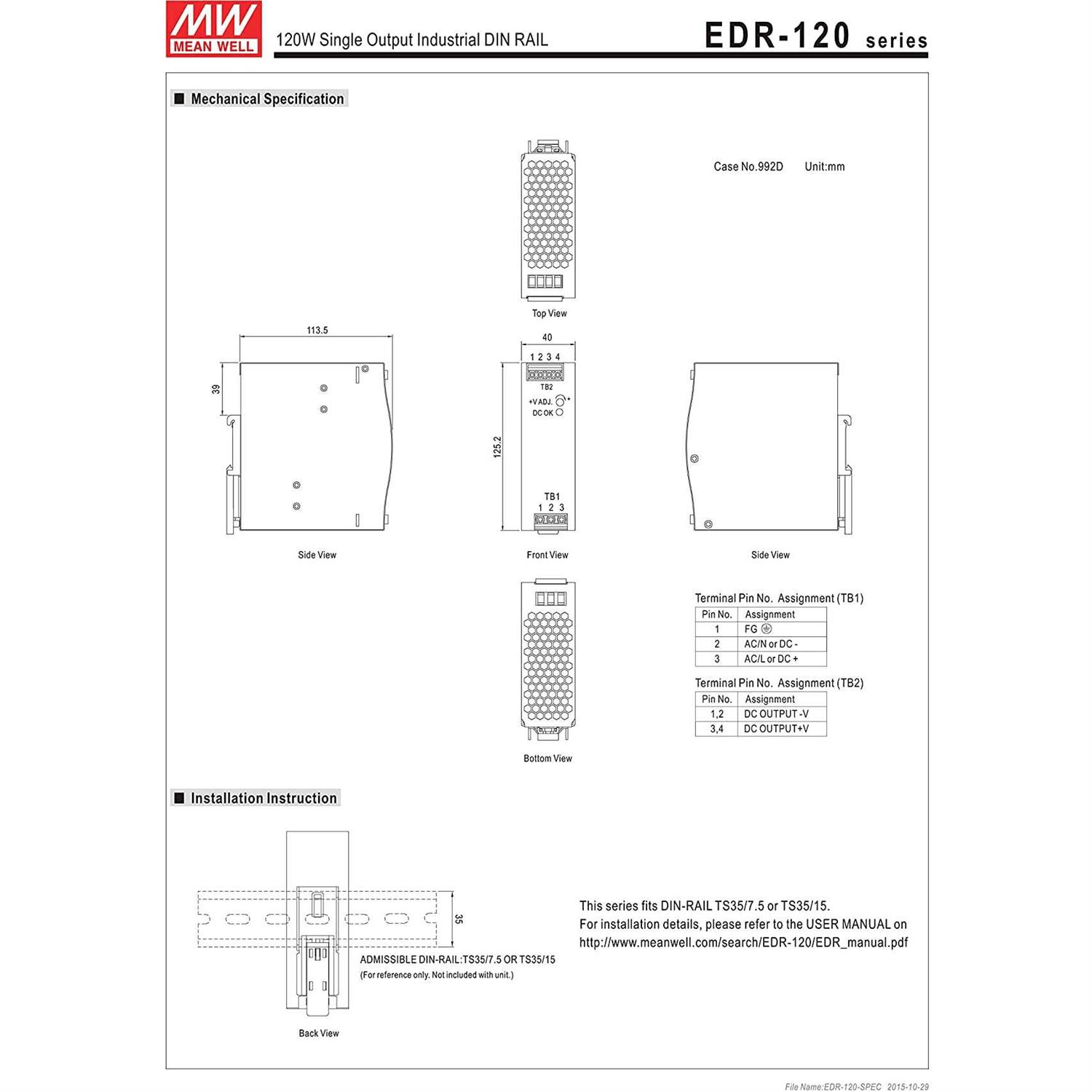 EDR-120-24 Mean Well - Inhomebuy